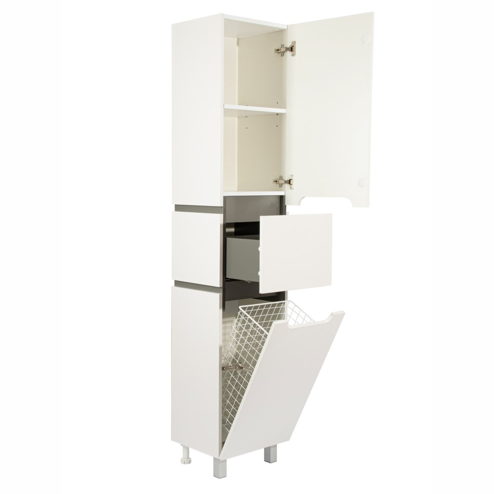 Шкаф-пенал напольный 40 "Vesta " №4 EvaGold белый/графит - Изображение №3