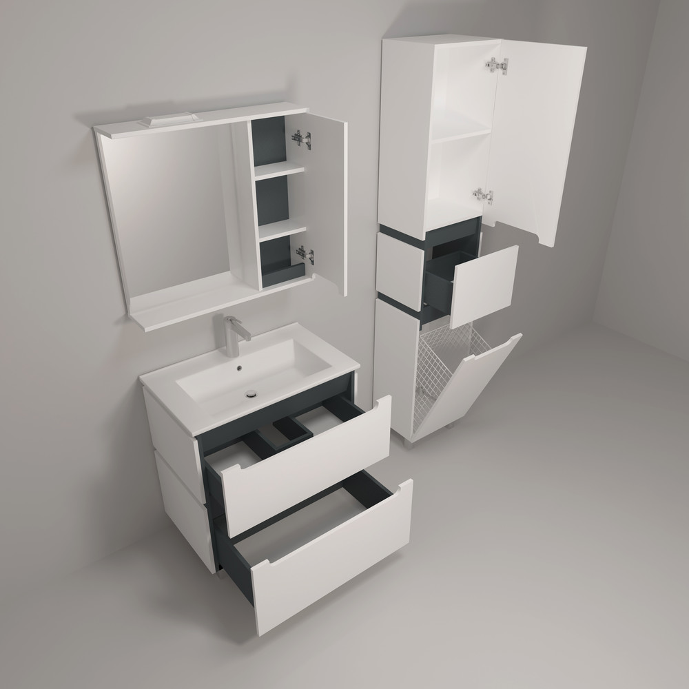 Шкаф-пенал напольный 40 "Vesta " №4 EvaGold белый/графит - миниатюра №7