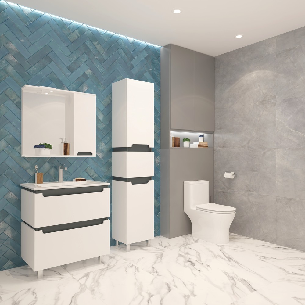 Шкаф-пенал напольный 40 "Vesta " №4 EvaGold белый/графит - миниатюра №11