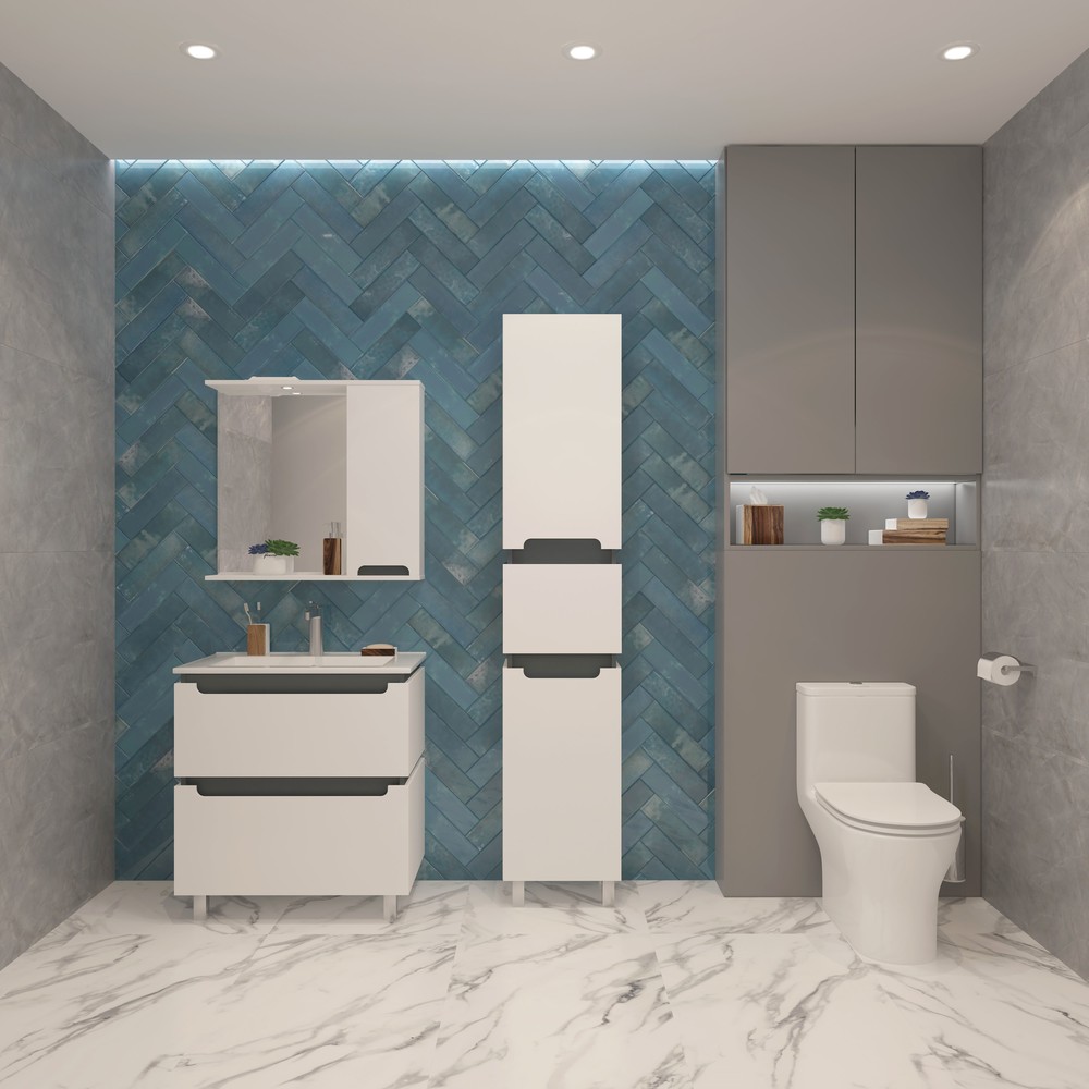 Шкаф-пенал напольный 40 "Vesta " №4 EvaGold белый/графит - миниатюра №12