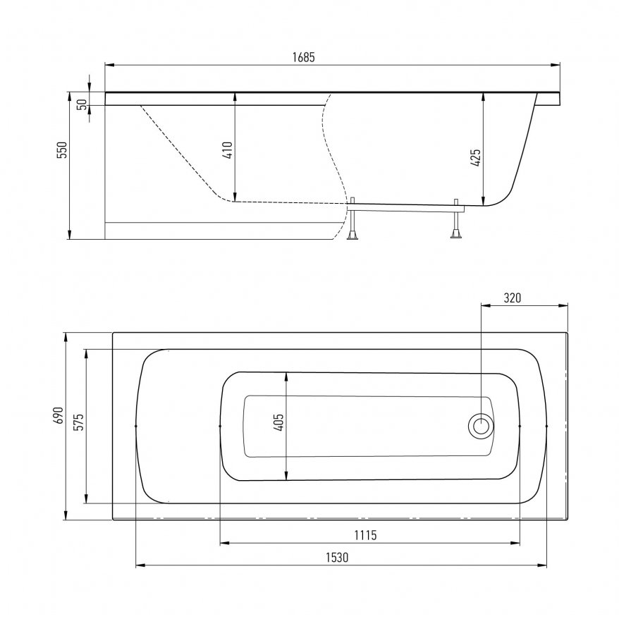 Ванна акрил  ERLIT 170*70  ERA21770  пустая - Изображение №4