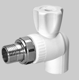 Кран шаровый радиаторный угловой 20х1/2" НР (латунный  шар) (белый) (60) (KALDE) - Изображение №1