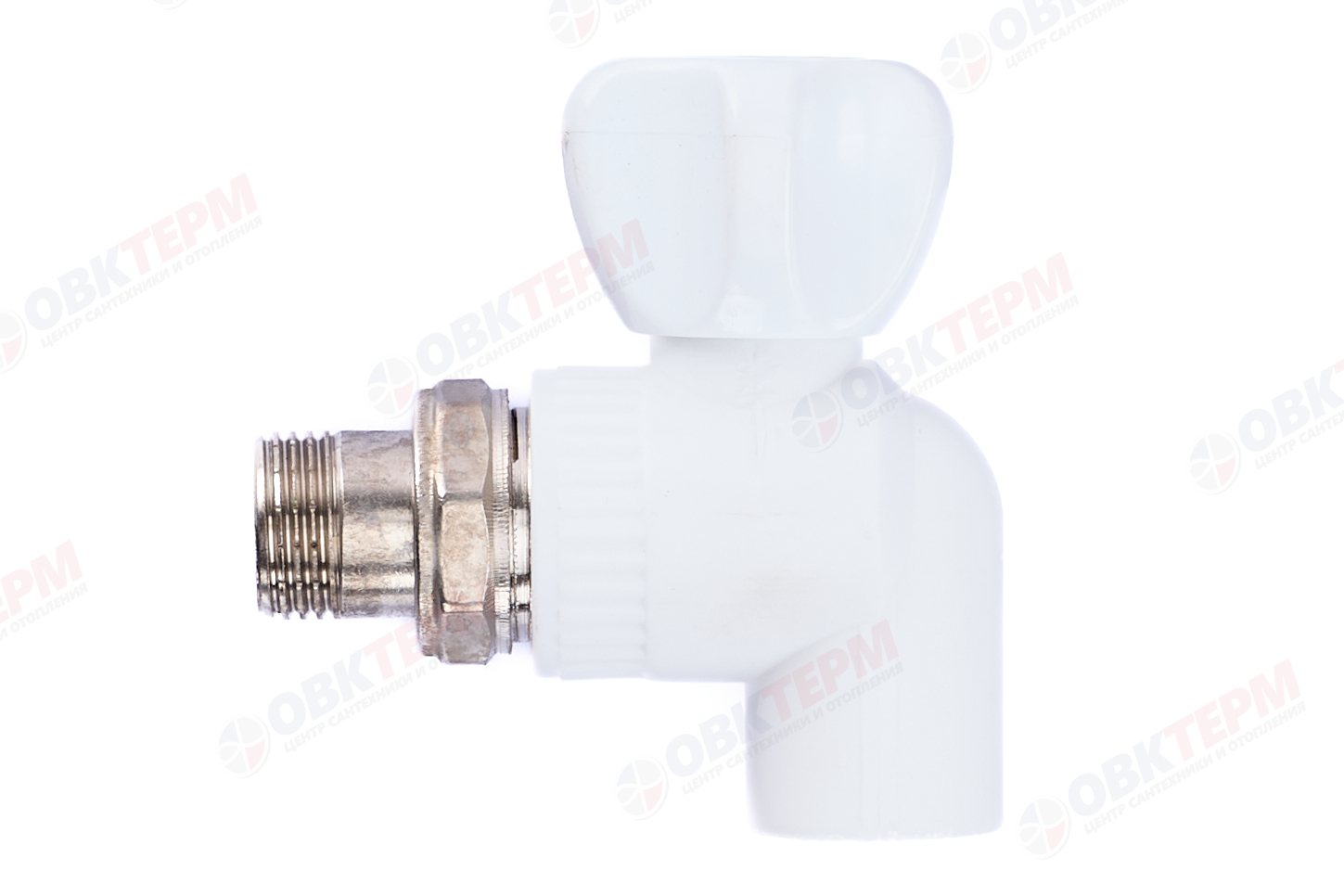 Кран шаровый радиаторный угловой 20х1/2" НР (латунный  шар) (белый) (60) (KALDE) - Изображение №2