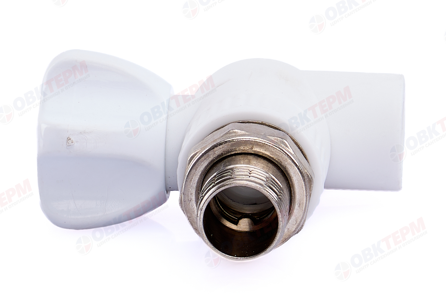 Кран шаровый радиаторный угловой 20х1/2" НР (латунный  шар) (белый) (60) (KALDE) - Изображение №4