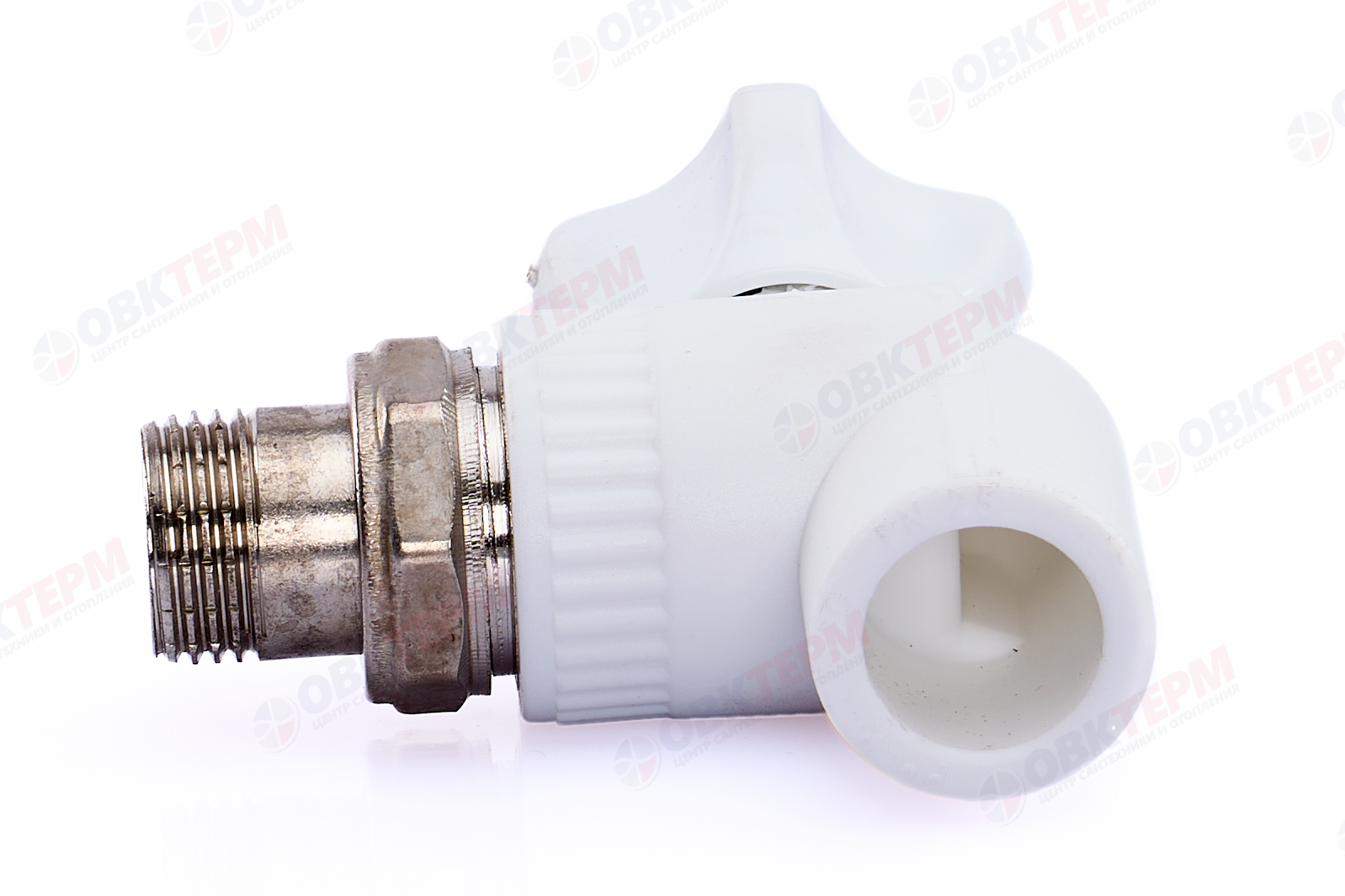 Кран шаровый радиаторный угловой 20х1/2" НР (латунный  шар) (белый) (60) (KALDE) - Изображение №5