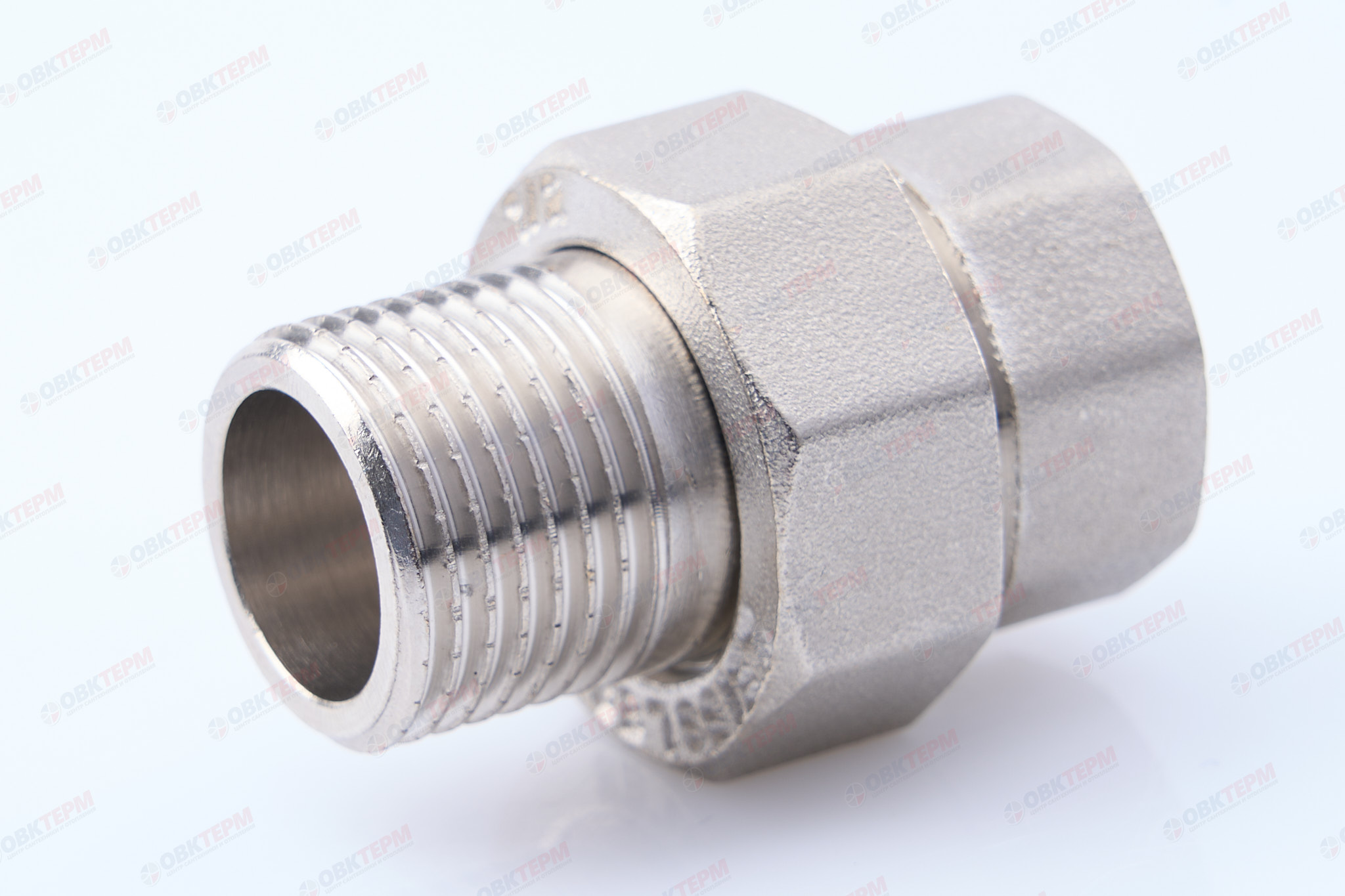 Американка с плоской прокладной         1/2" прямая  ZEISSLER   НИКЕЛЬ (120/10) - Изображение №1