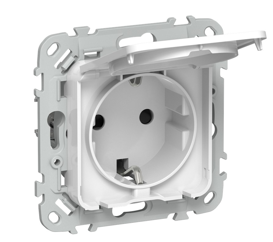 Розетка 1-м механизм с/з 16А IP20 250В 2P+Е защ.шторки с крышкой Белый IEK Inspiria (Legrand) - Изображение №4