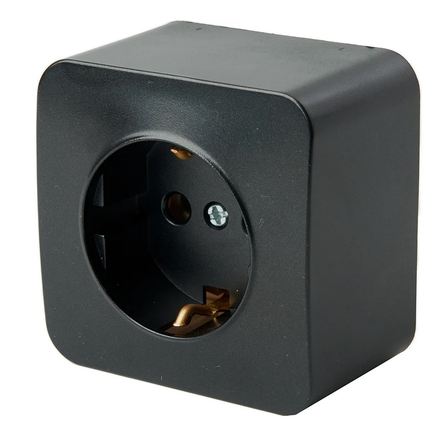 Розетка 1-местная с/з открытой установки, 250В, 16А, IP20, серия София, черный матовый, MST16-11-05 - Изображение №1