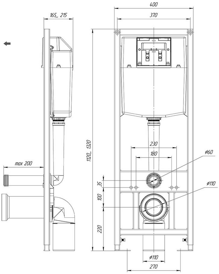 Инсталляц. сист д/унитаза DI (Тип 2-Б-DI / кнопка / цвет БЕЛЫЙ) - Изображение №2