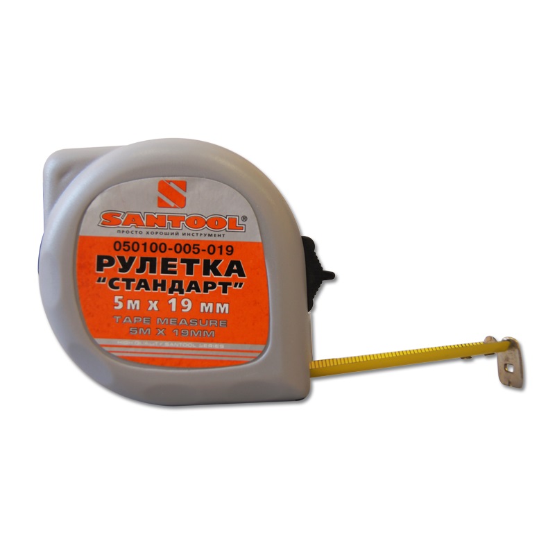 Рулетка СТАНДАРТ  5м*19мм с фиксатором SANTOOL - Изображение №2