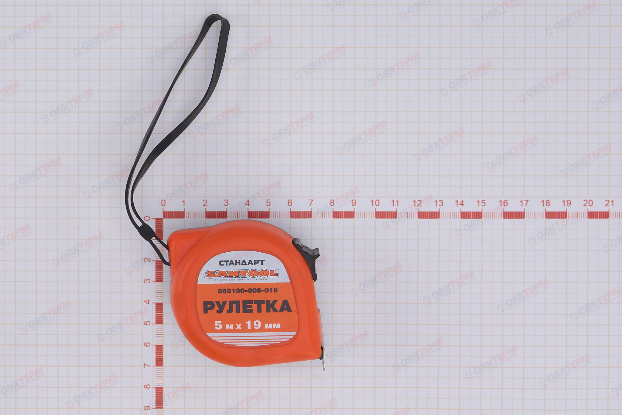 Рулетка СТАНДАРТ  5м*19мм с фиксатором SANTOOL - Изображение №4