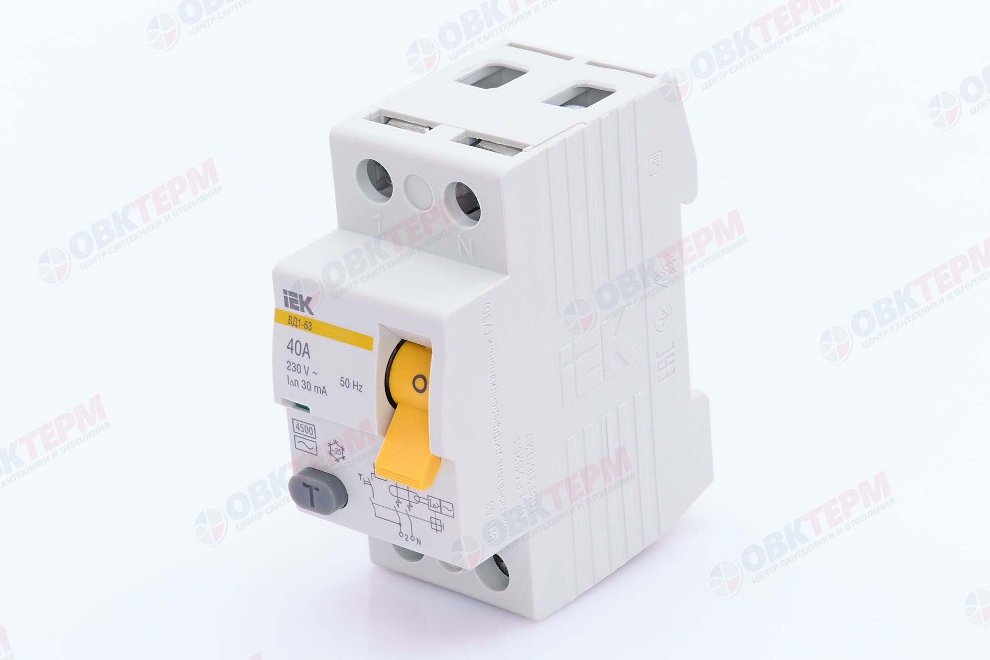 Выключатель автоматический дифференциального тока IEK 2п C 40А 30мА тип AC 4.5кА АД-12 - Изображение №2