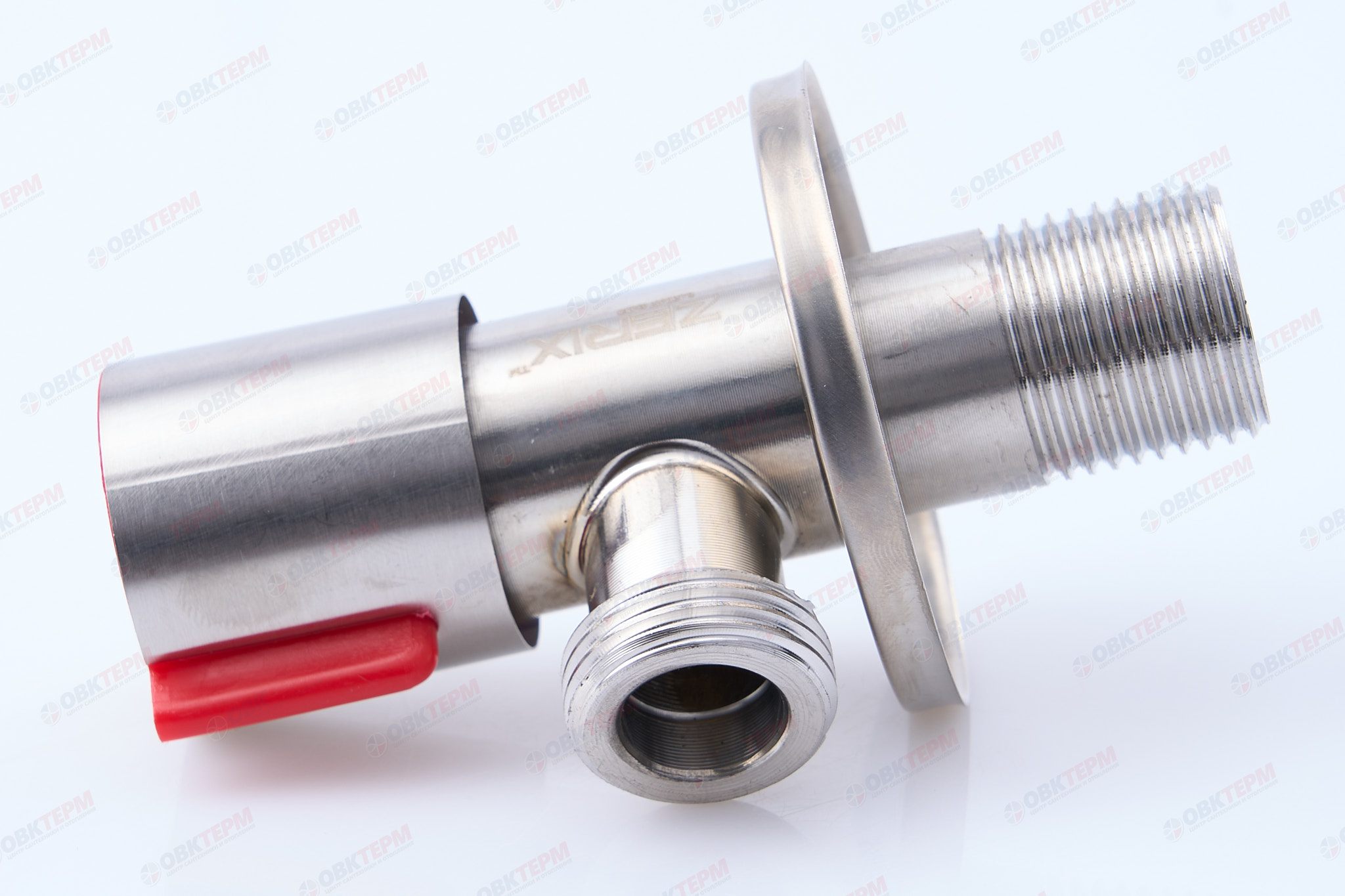 ZERIX/MIXXUS/CHAMPION VAL-02 Кран для подкл. сантехприб. НЕРЖ (красный) 1/2"*1/2" (100 шт/ящ) - Изображение №4
