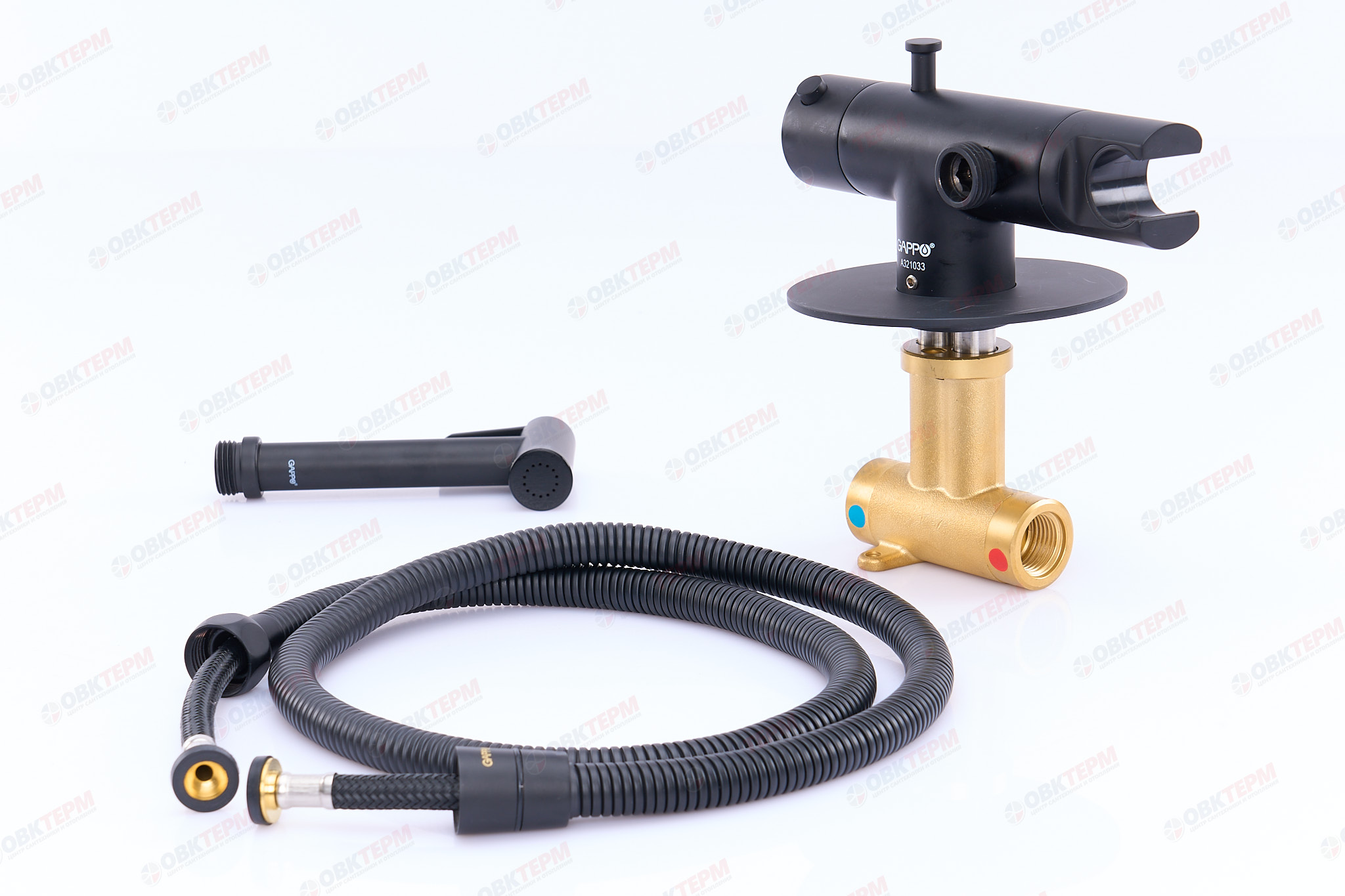 Смеситель с гигиеническим душем GAPPO G7290-6 латунь /черный /термостат - миниатюра №6