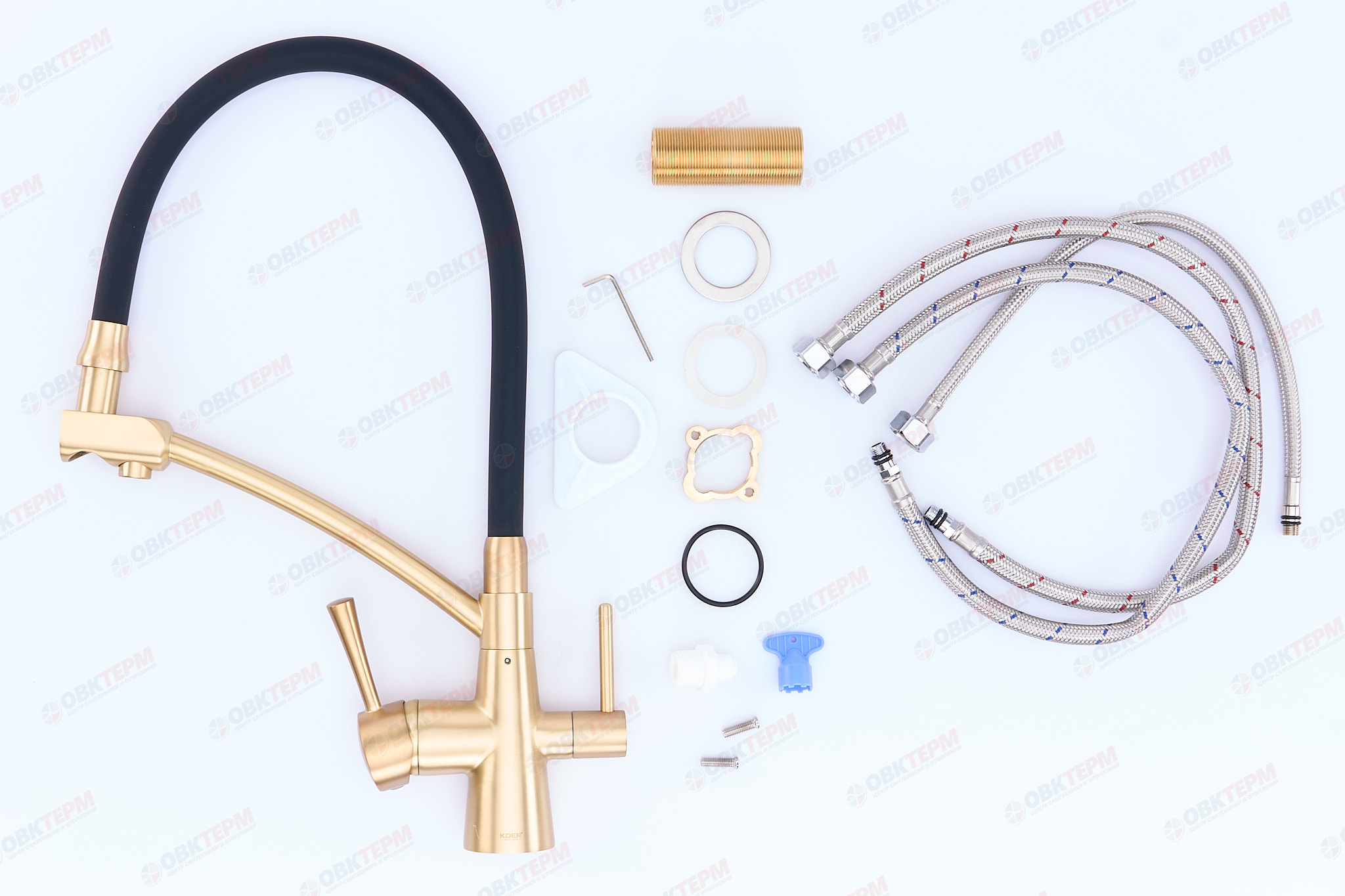 Смеситель д/кухни под ФИЛЬТР KOER KB-72003-09 (Цвет бронза+силик.излив черный) (8шт/ящ - миниатюра №3