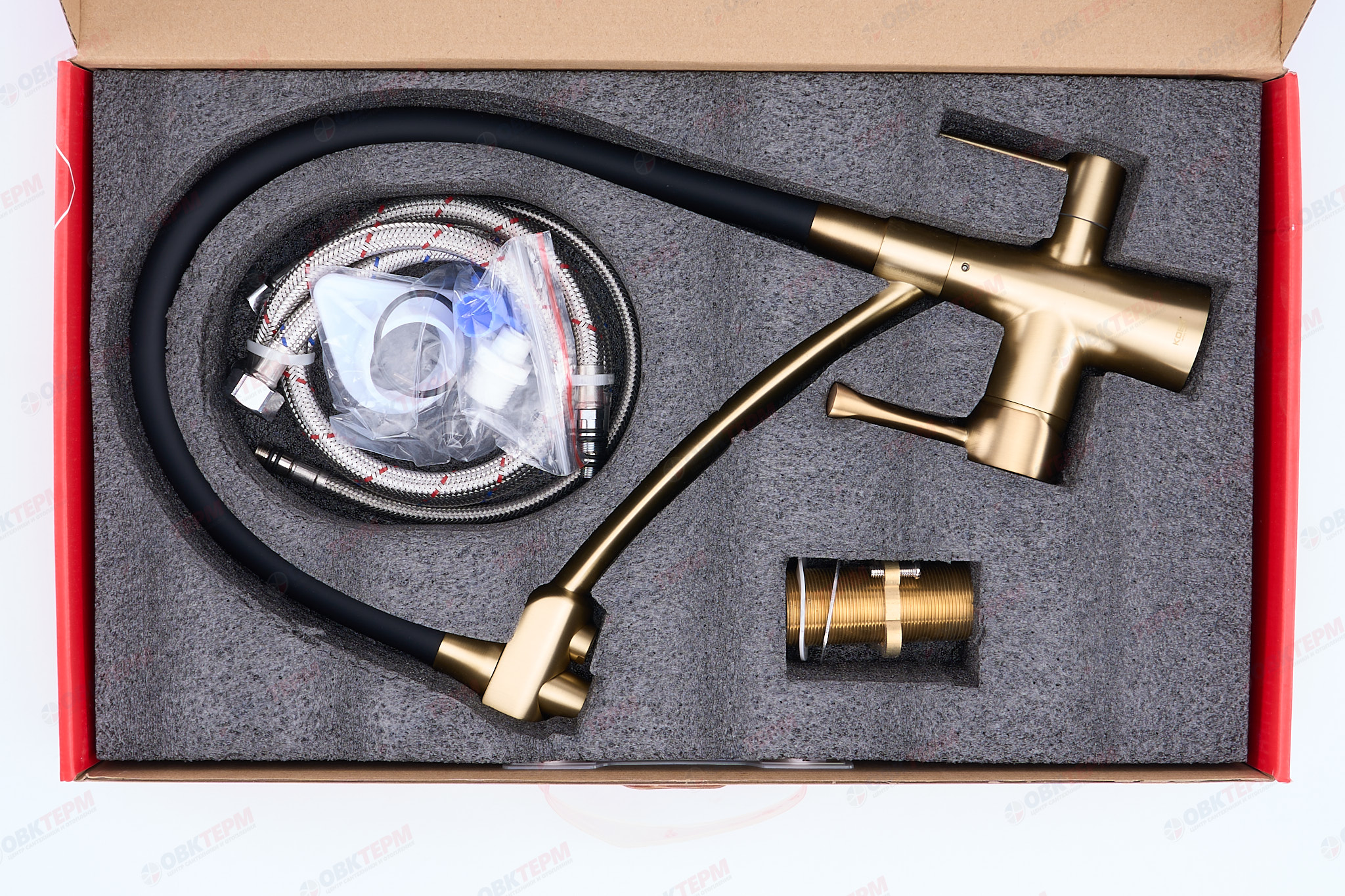 Смеситель д/кухни под ФИЛЬТР KOER KB-72003-09 (Цвет бронза+силик.излив черный) (8шт/ящ - миниатюра №5