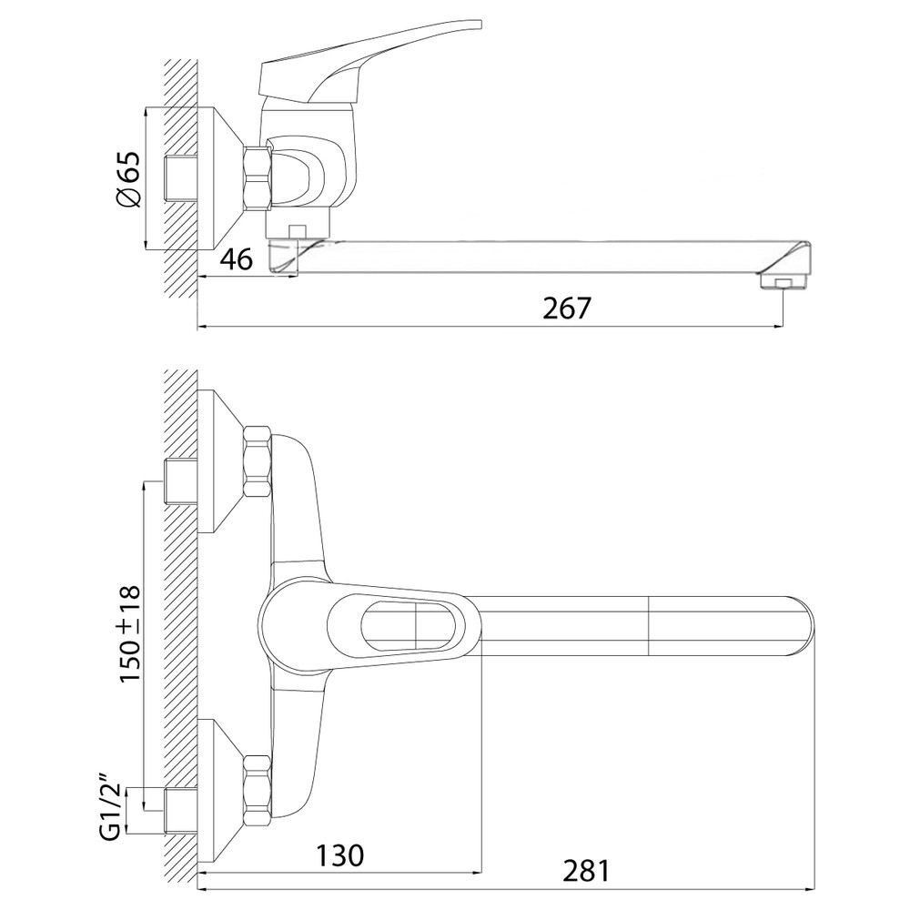 Смеситель д/ванны ZERIX NHB 181 Ø40  (10 шт/ящ) - миниатюра №2