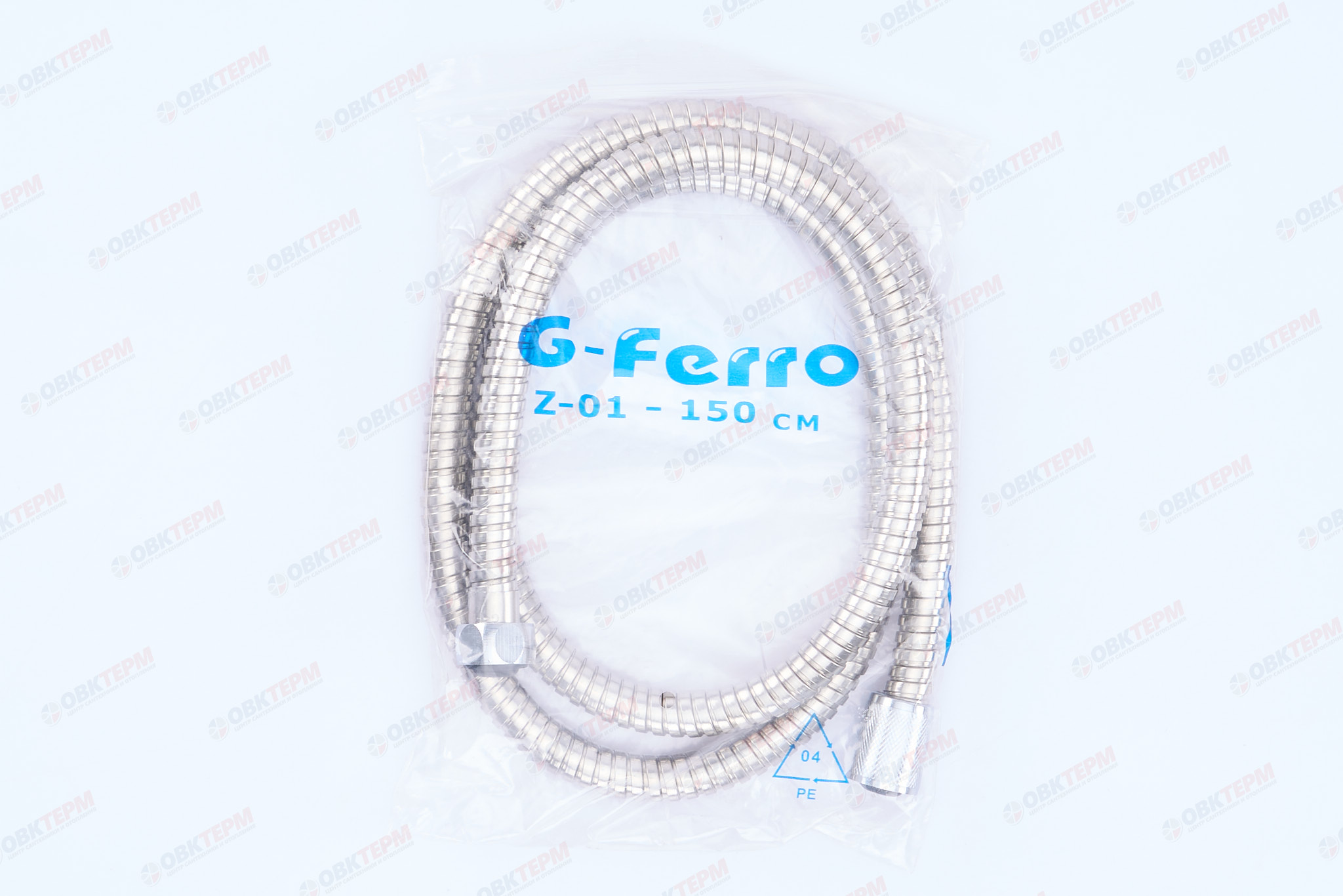 Шланг д/душа G-FERRO Z01 хром /150см /металл (100 шт/ящ) - миниатюра №7