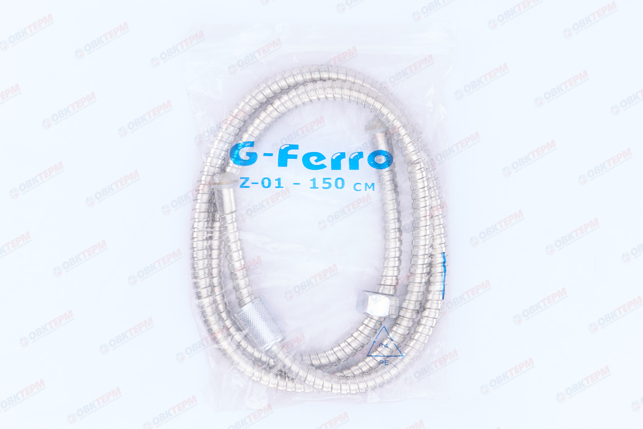 Шланг д/душа G-FERRO Z01 хром /150см /металл (100 шт/ящ) - Изображение №5