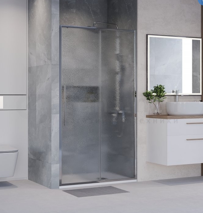 Дверь в нишу, раздвижная (левая), шиншила стекло 6мм NIAGARA  NG-65-13CH (130х195) 1 место - Изображение №2