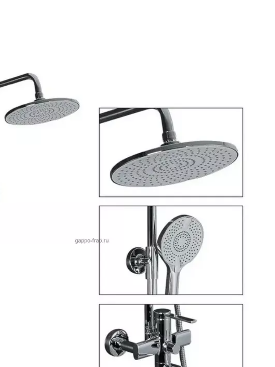 Душ/система FRAP F2467 хром (смес с гусаком, верхний душ, ручн. лейка) - миниатюра №2