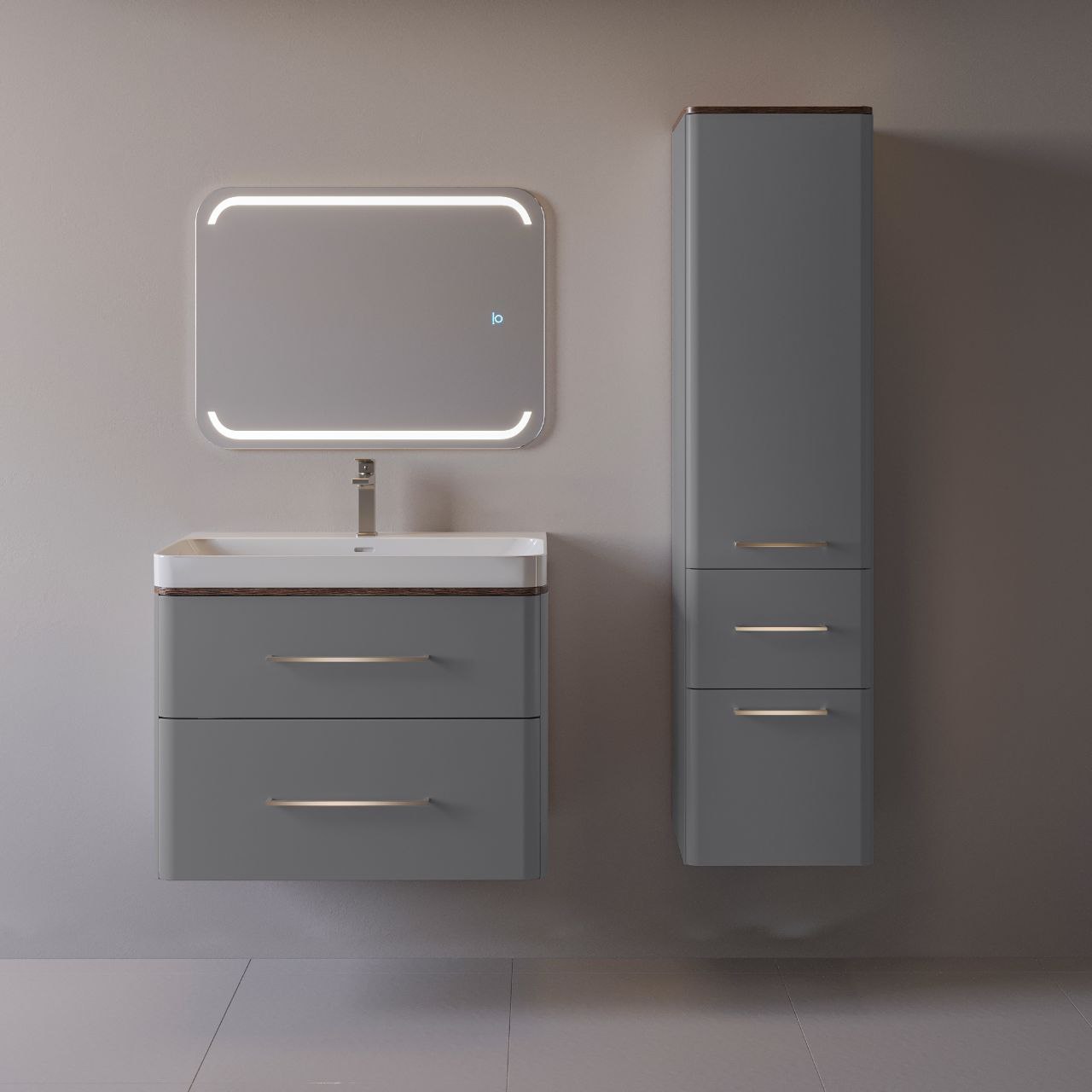 Тумба Подвесная EvaGold 80 Перл серый(ум.Мирра80/Адриана80) - изображение №1