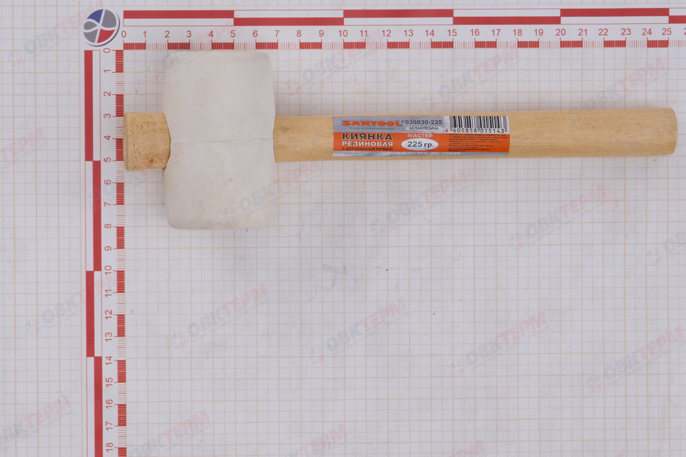 Киянка Мастер с деревянной ручкой, белая резина 225 гр SANTOOL - миниатюра №6