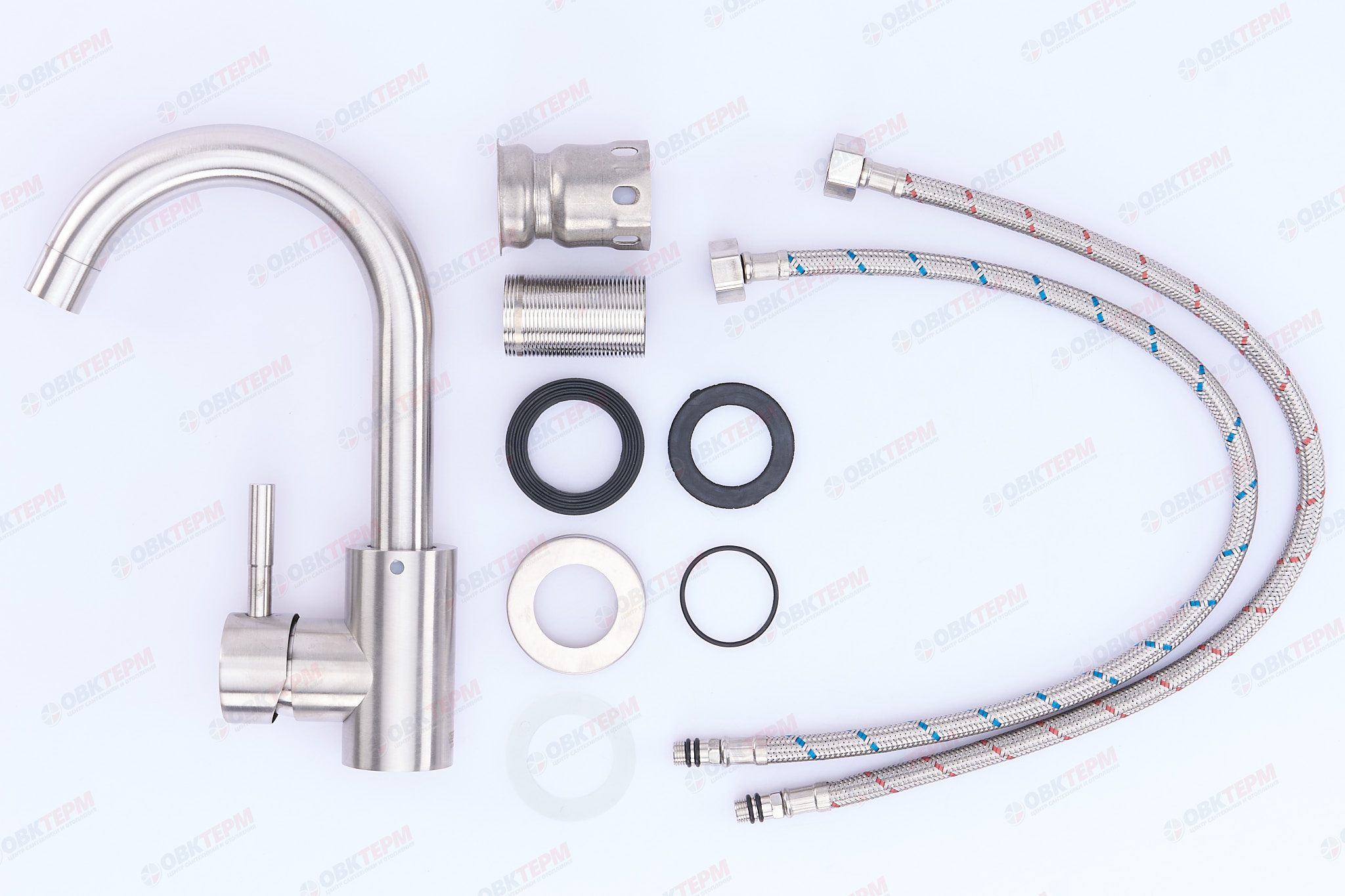 Смеситель д/умывальника нерж/сталь ZERIX - SUS-001-C   (катридж 35мм, на ГАЙКЕ)  10 шт/ящ - миниатюра №5