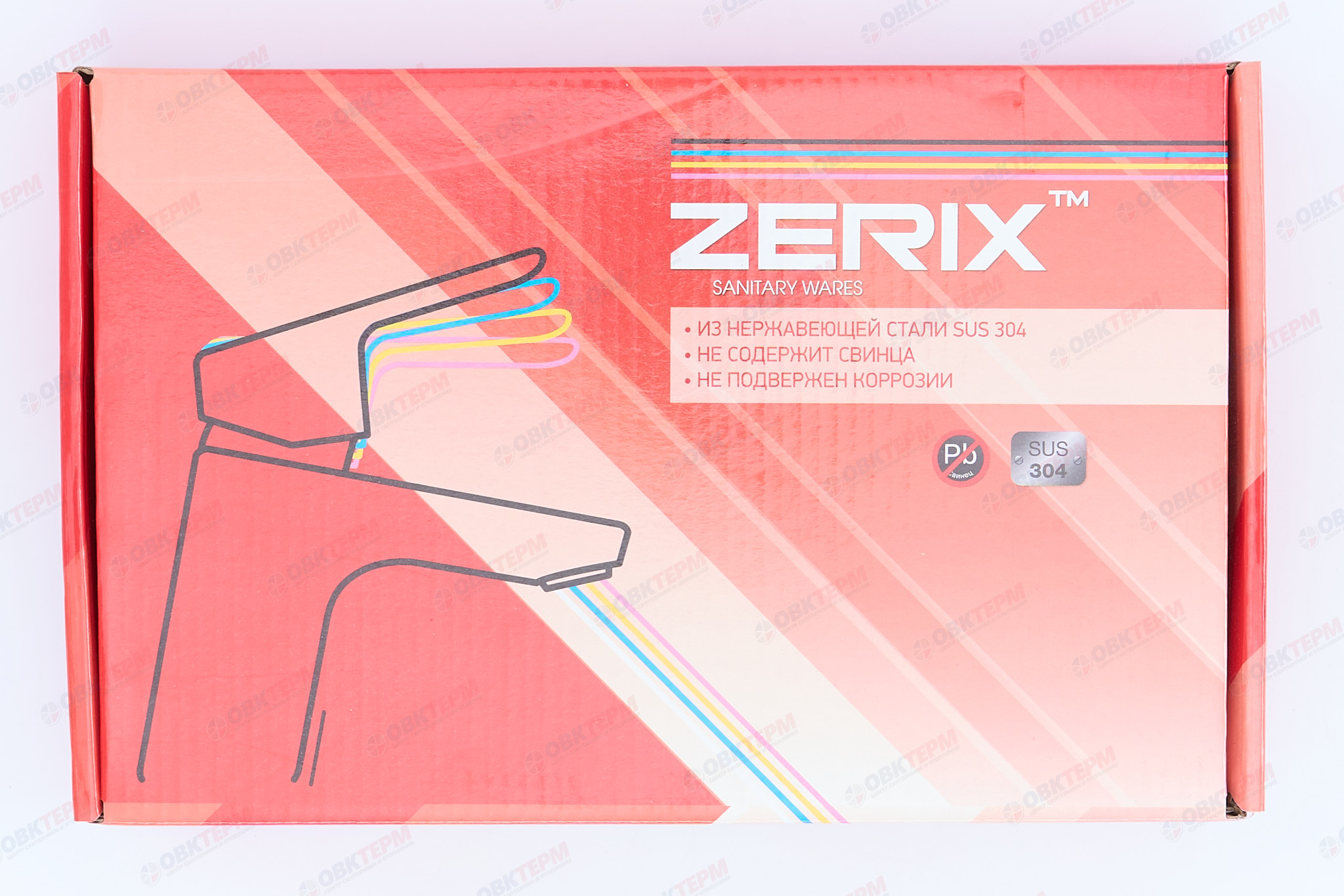 Смеситель д/умывальника нерж/сталь ZERIX - SUS-001-C   (катридж 35мм, на ГАЙКЕ)  10 шт/ящ - миниатюра №9