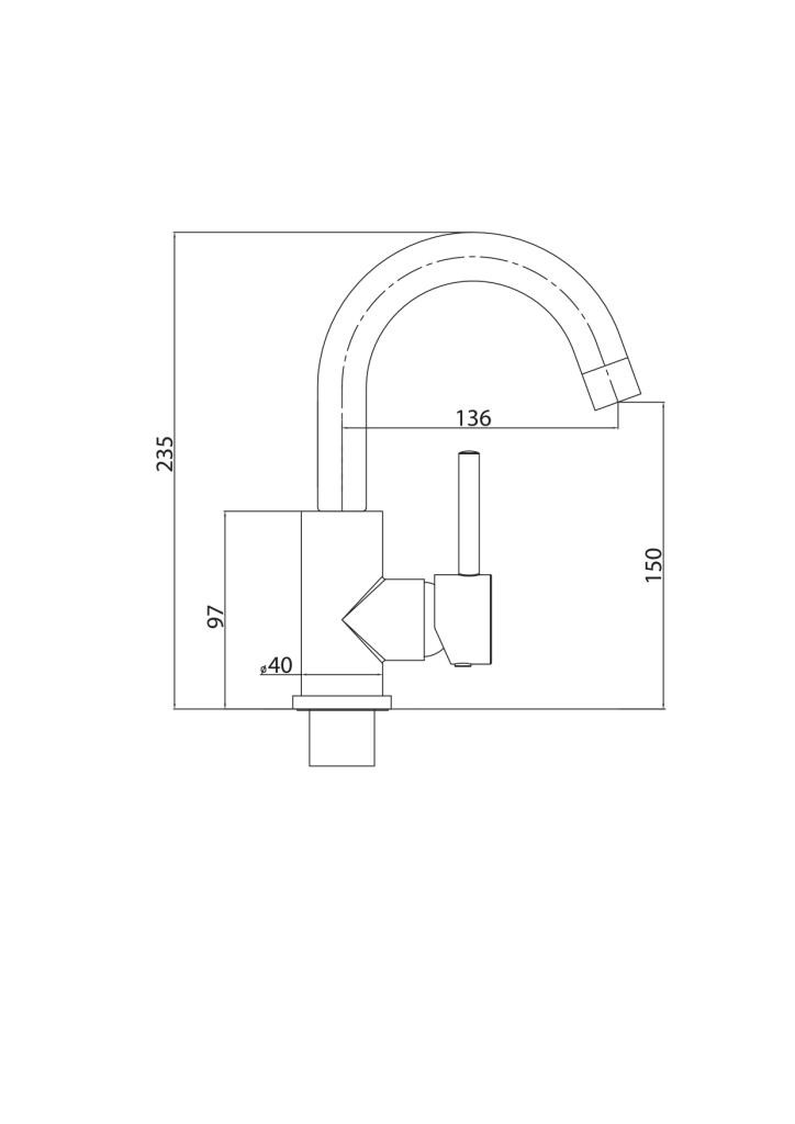 Смеситель д/умывальника нерж/сталь ZERIX - SUS-001-C   (катридж 35мм, на ГАЙКЕ)  10 шт/ящ - миниатюра №2
