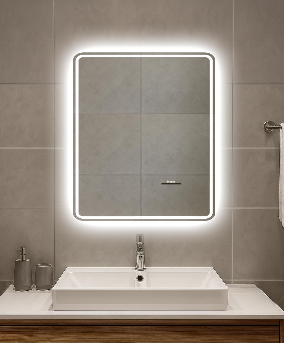 Зеркало  600х700 Horke c изменяемой подсветкой(3000К-6000К), подогревом и сенсором- Кайман Glassiko - Изображение №1