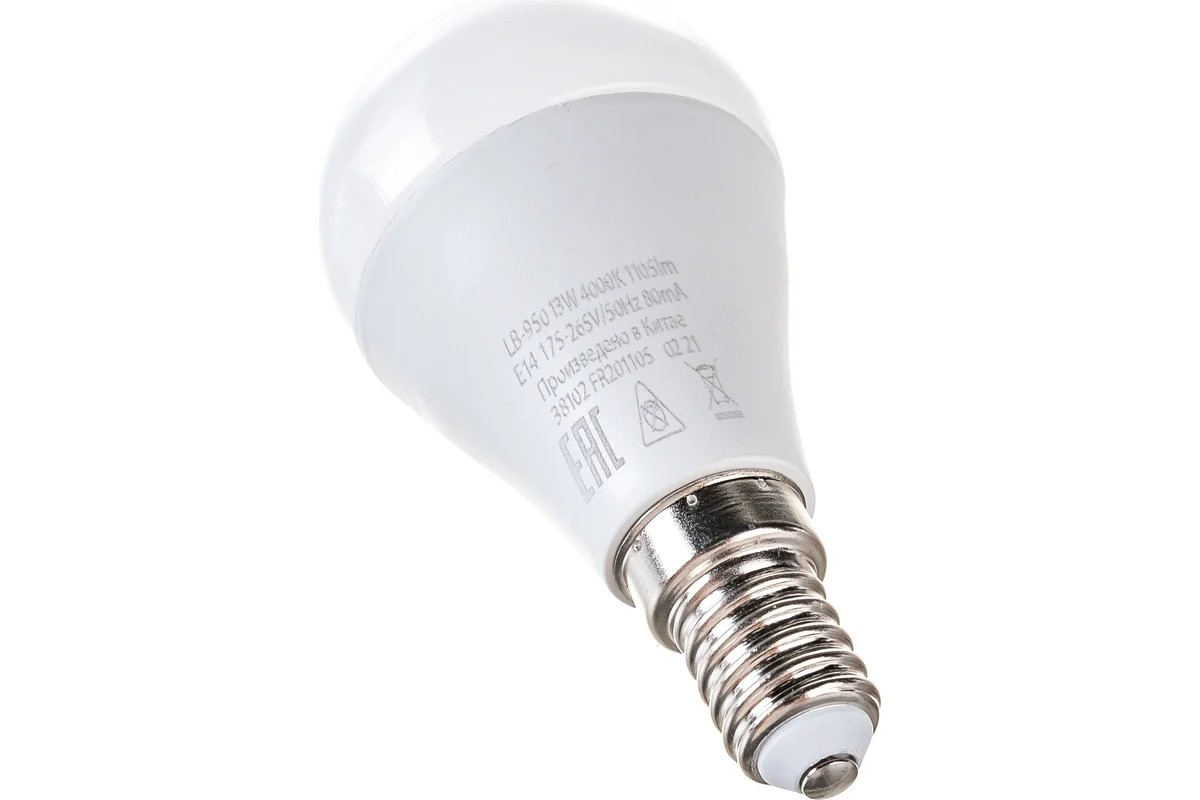 Feron Лампа светодиодная,  (13W) 230V E14 4000K G45, LB-950 - Изображение №4