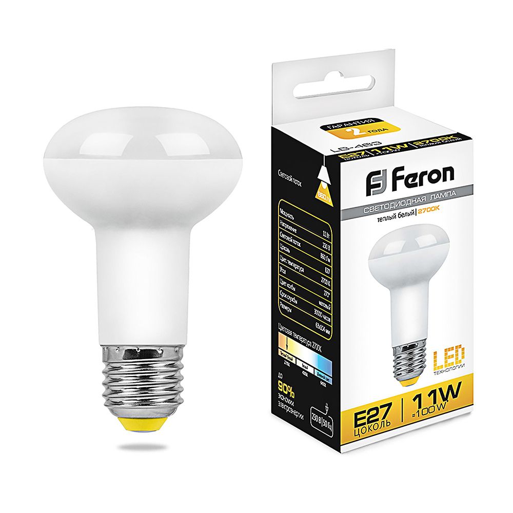 Feron Лампа светодиодная, (11W) 230V E27 2700K R63, LB-463 - изображение №1
