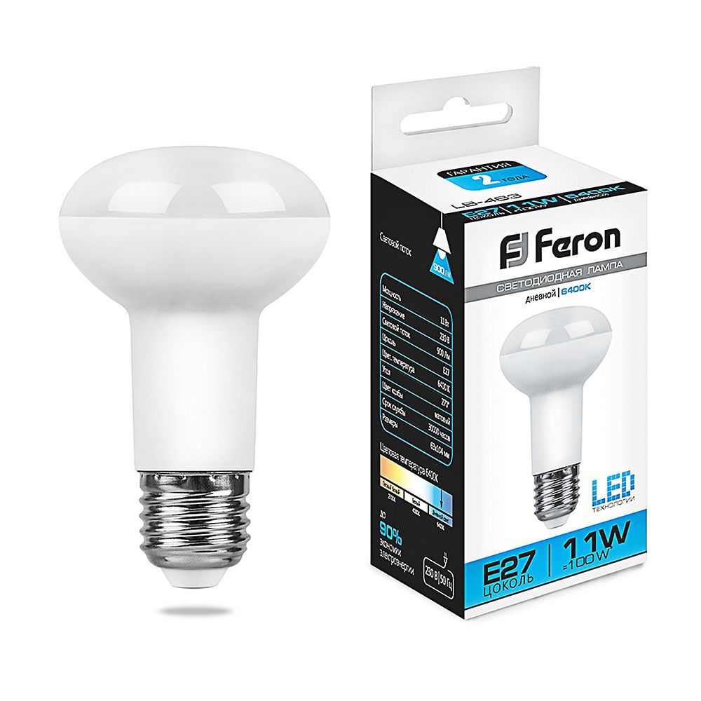 Feron Лампа светодиодная, (11W) 230V E27 6400K R63, LB-463 - Изображение №1