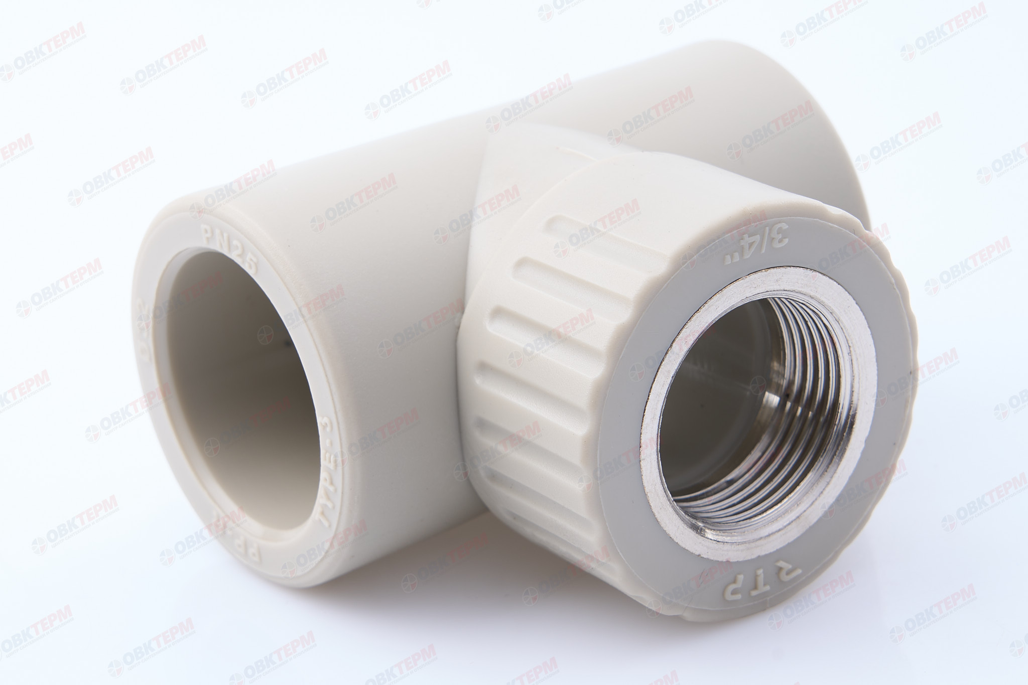 Тройник с МРВ 32 * 3/4" * 32    СЕРЫЙ PP-R   (RTP)     (40/10) - Изображение №1