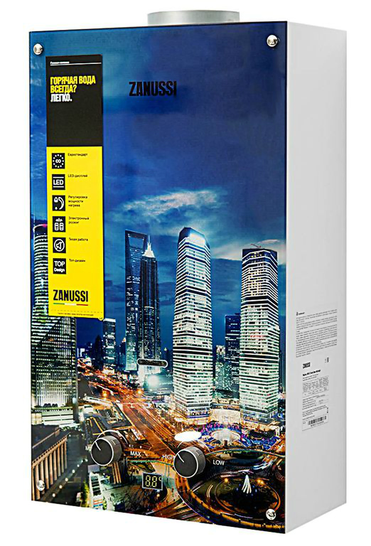 Колонка газовая ZANUSSI GWH  10 Fonte Glass Metropoli  (10л/20кВт) - Изображение №1