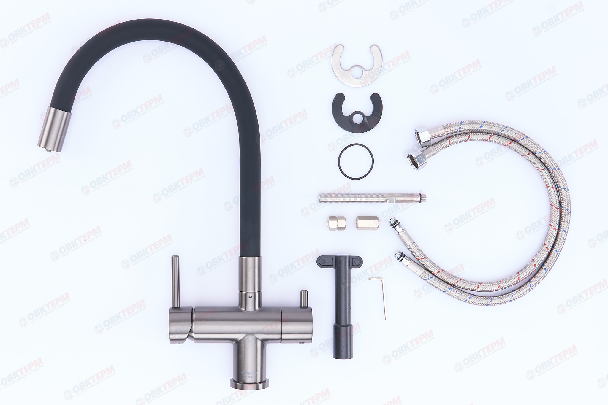 Смеситель д/кухни под ФИЛЬТР GAPPO G4398-39 латунь /оружейная сталь /Ø35 /шпилька - Изображение №5