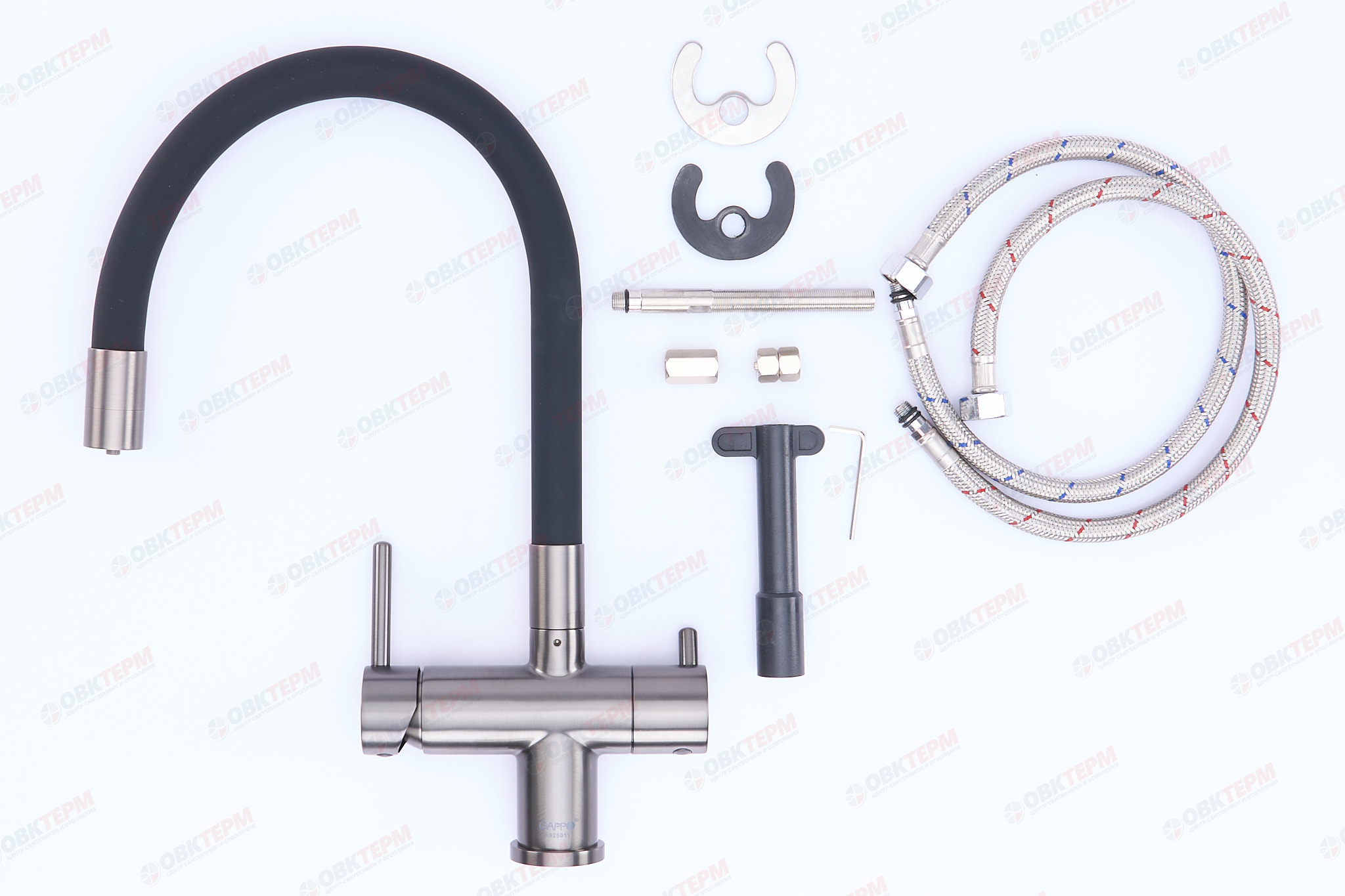 Смеситель д/кухни под ФИЛЬТР GAPPO G4398-39 латунь /оружейная сталь /Ø35 /шпилька - миниатюра №10