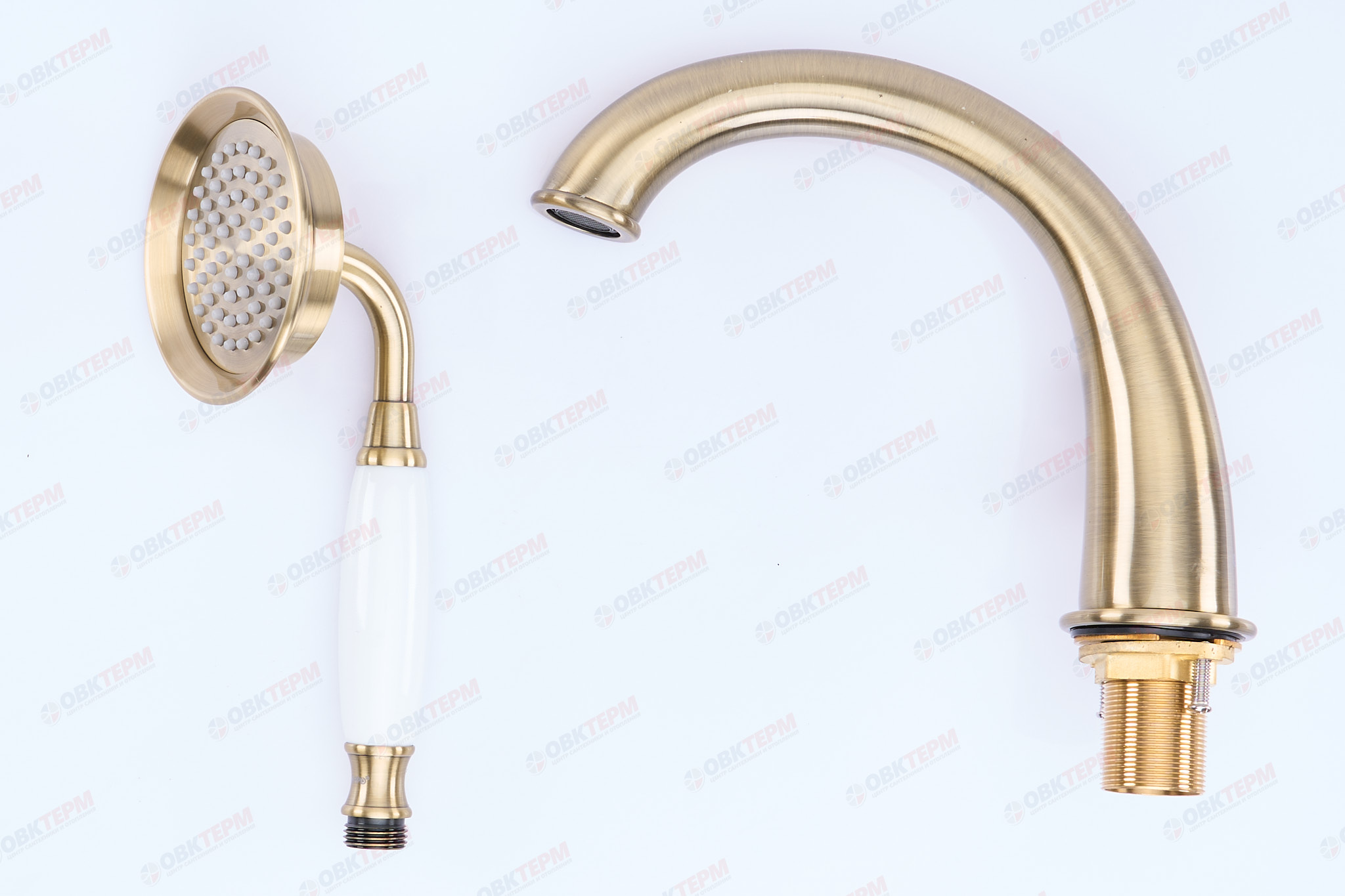 Смеситель в борт ванны GAPPO G1189-4 латунь /бронза, керам/буксы, лейка 1 реж. - Изображение №4