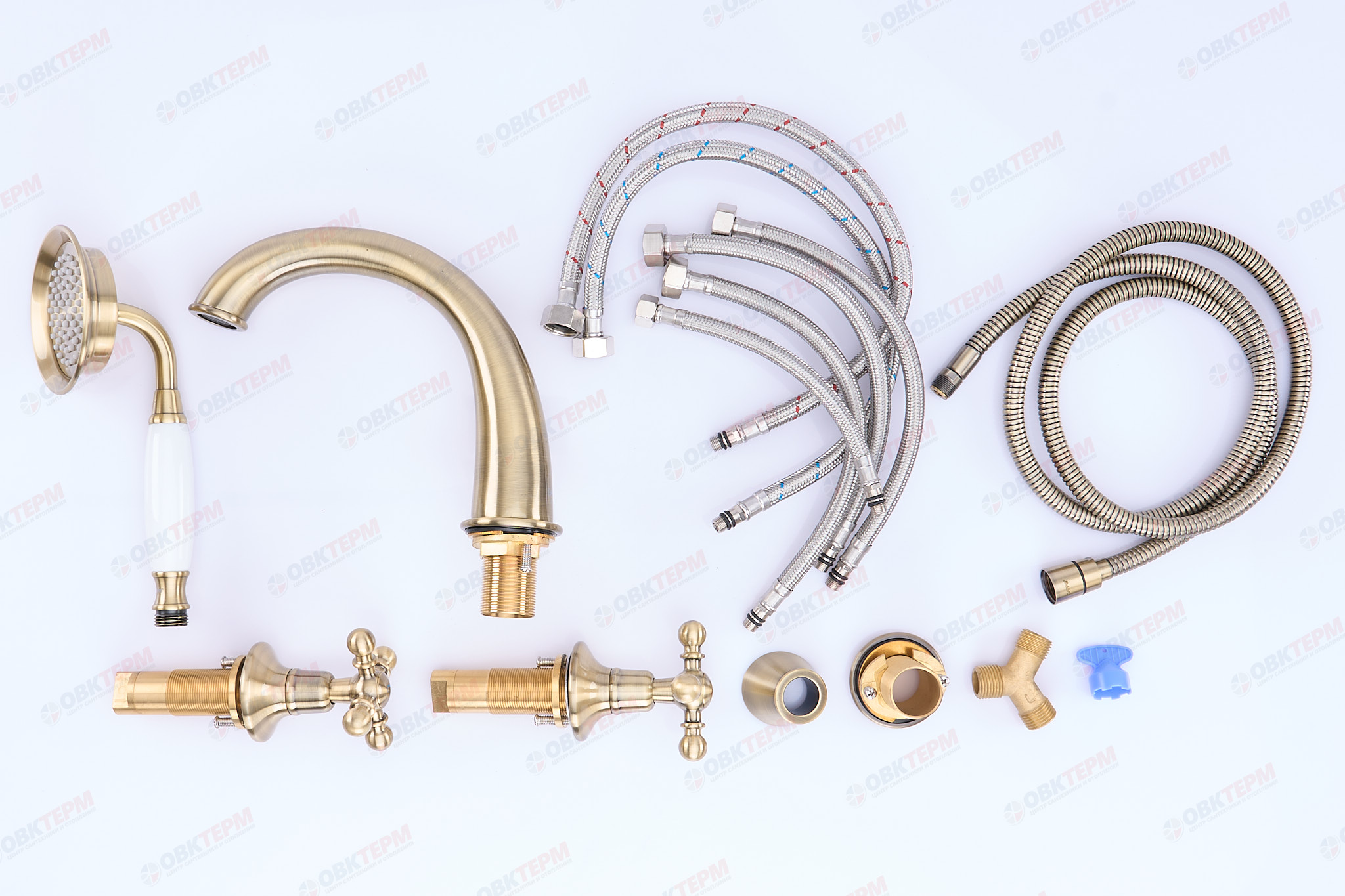 Смеситель в борт ванны GAPPO G1189-4 латунь /бронза, керам/буксы, лейка 1 реж. - Изображение №5