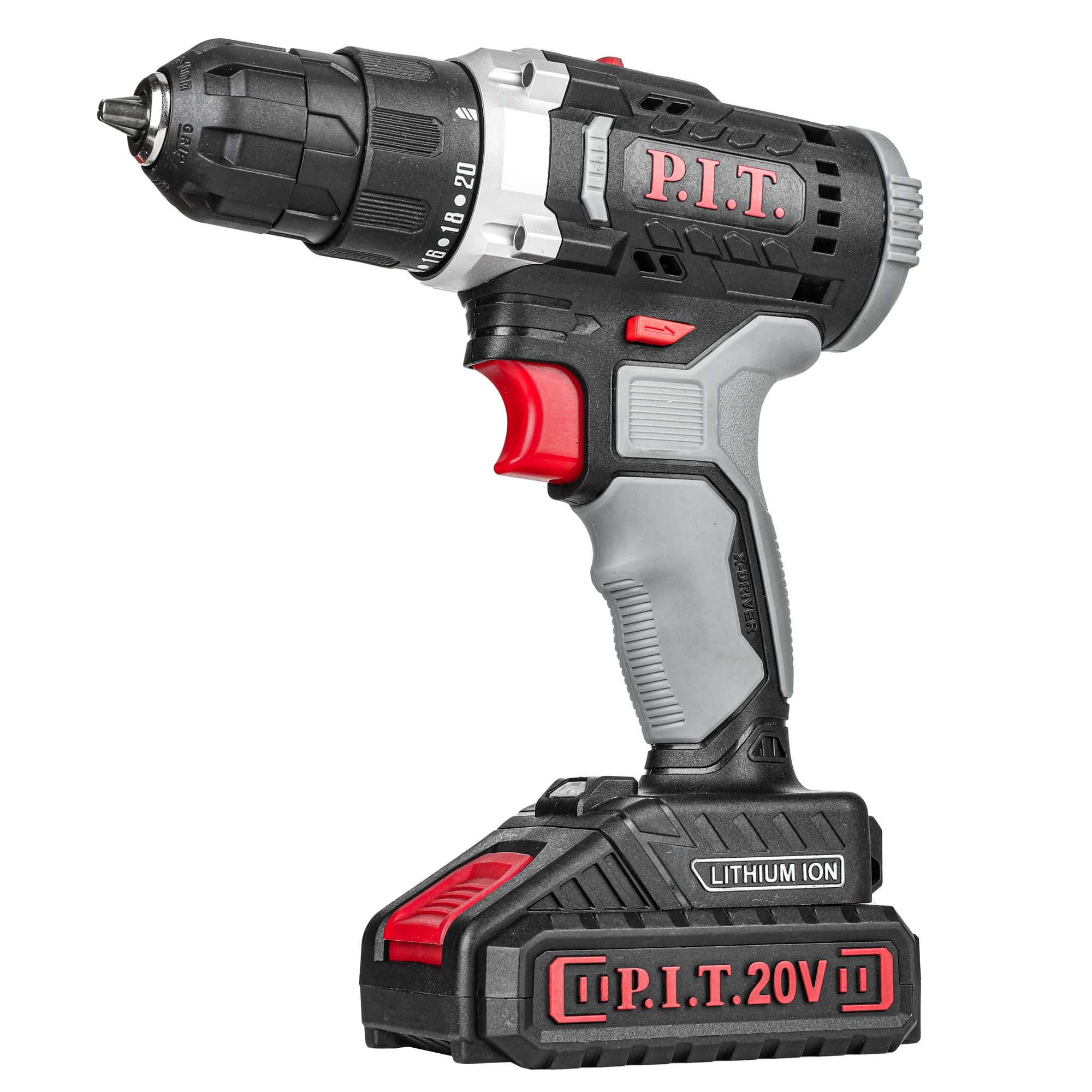 Дрель-шуруповерт аккум. P.I.T. PSR18-D5 OnePower (20В, 30Нм, 1,5Ач, 2АКБ, ЗУ) - Изображение №1