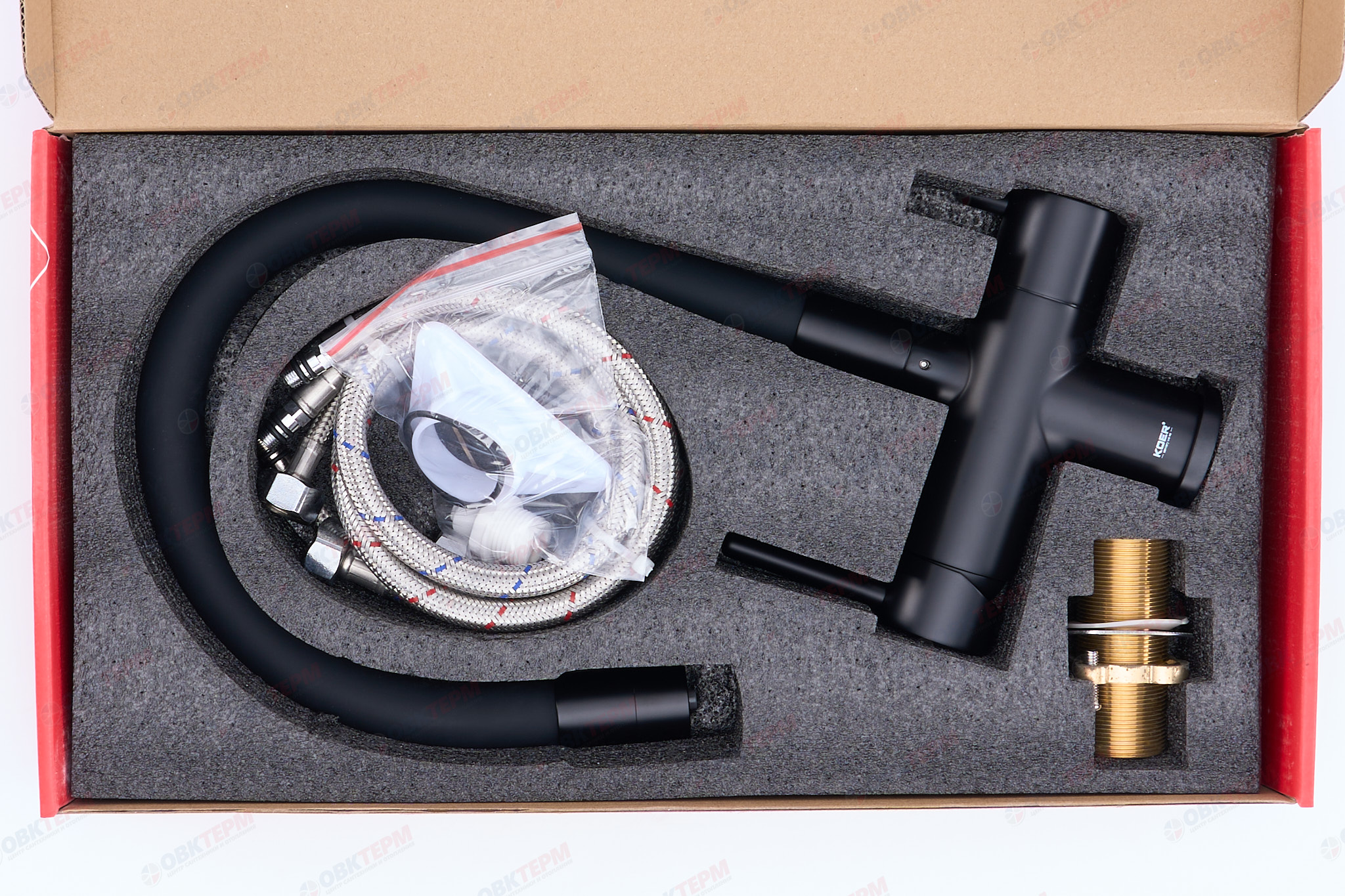 Смеситель д/кухни под ФИЛЬТР KOER KB-72002-05 (Цвет черный+силик.излив черный) (8шт/ящ) - Изображение №5