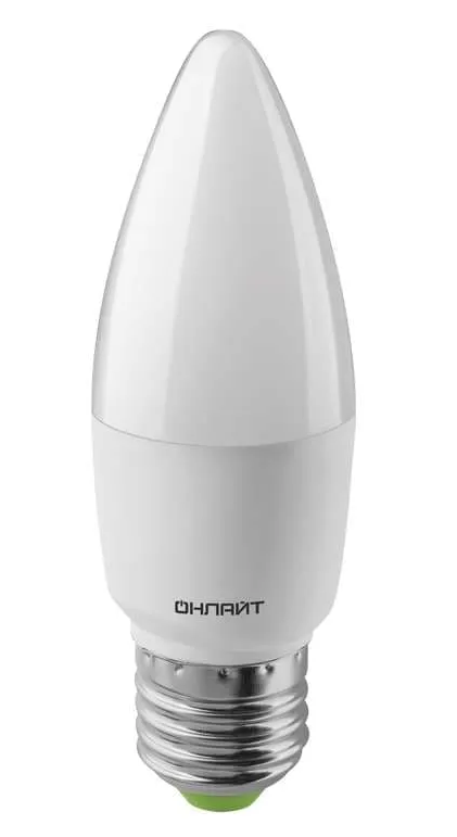 Лампа светодиодная ОНЛАЙТ E27 10Вт cвеча 6500К 61961 - Изображение №1