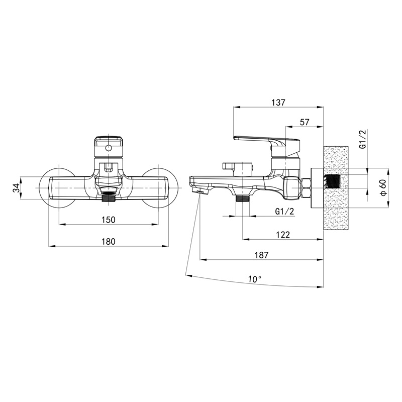 Смеситель д/ванны корот. MIXXUS PREMIUM MATIS 009 (EURO)  (10 шт/ящ) - Изображение №2