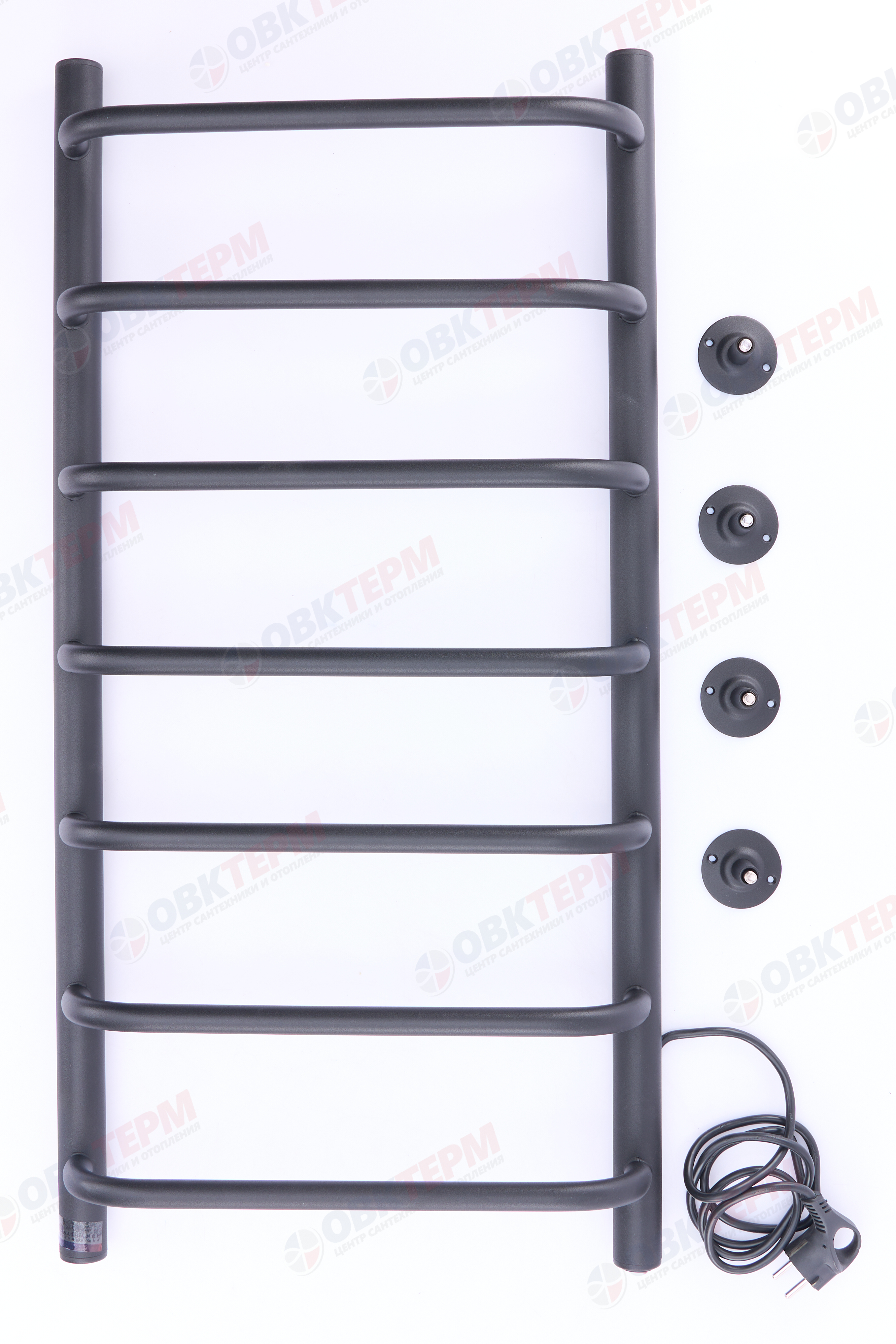 Полотенцесушитель электрический АДВ ЛНК - Э1" 40*80 (скоба, кабель справа, 7 перекладин) Черный муар - миниатюра №4