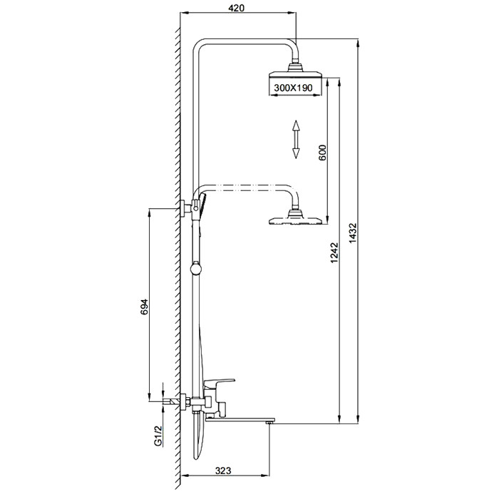 Душ/система FRAP F2471 хром (верхний душ, ручн. лейка) - миниатюра №2