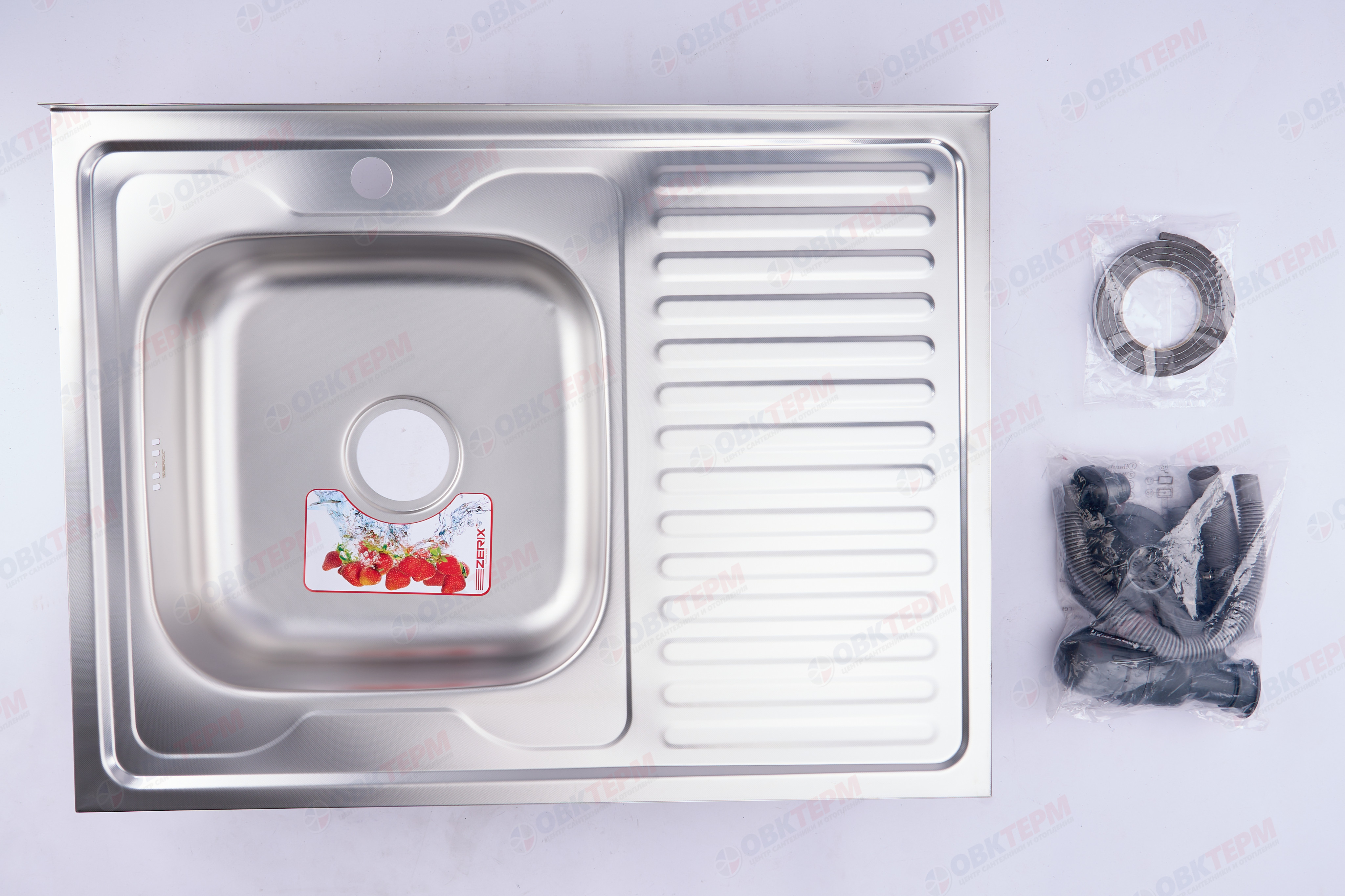 ZERIX мойка Z8060L-06-160MD (micro decor) НАКЛАДНАЯ \ с сифоном (10шт/ящ) - миниатюра №7