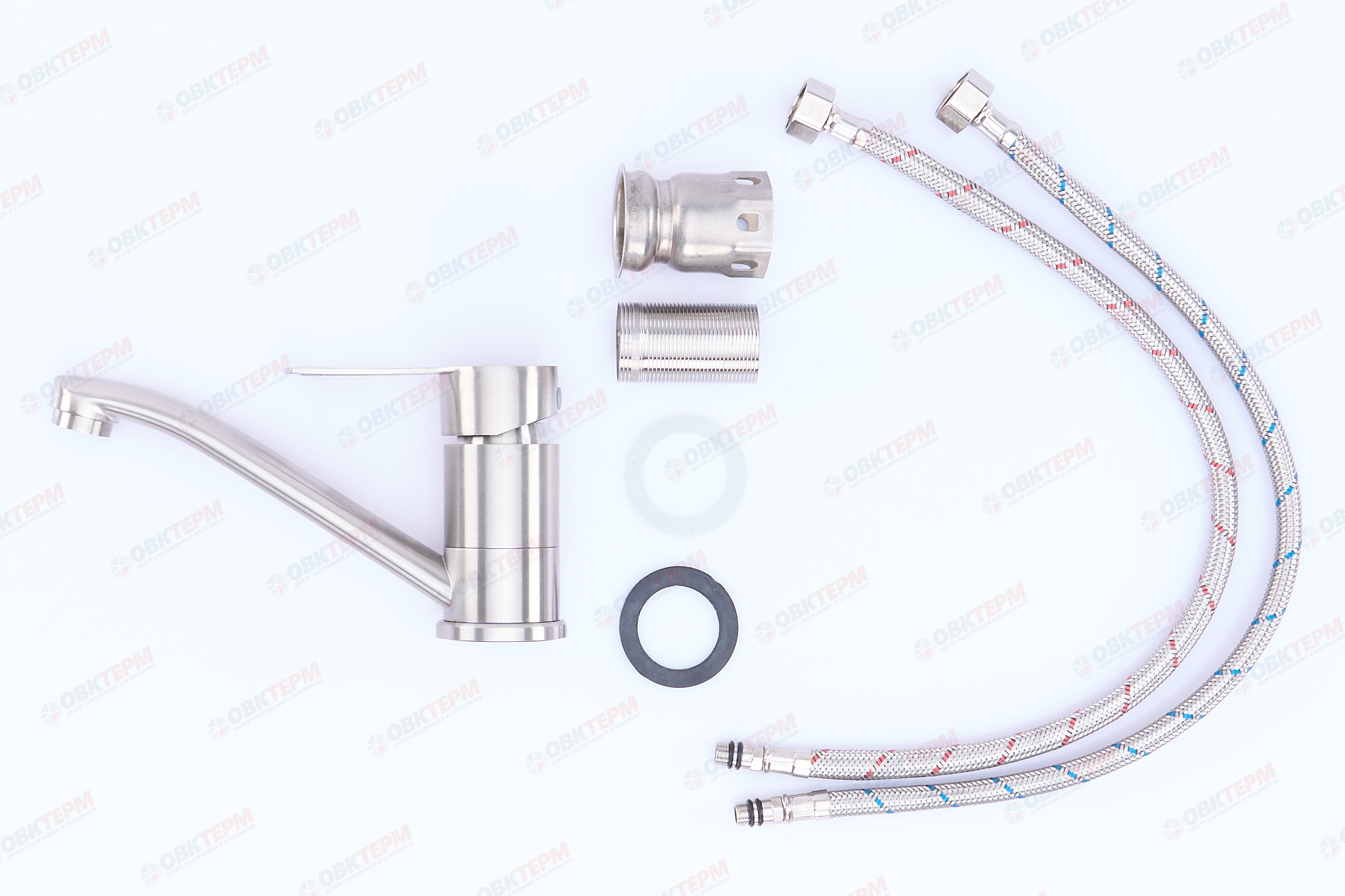 Смеситель д/кухни нерж/сталь ZERIX HSB-004-15cm гайка (10 шт/ящ) - миниатюра №3