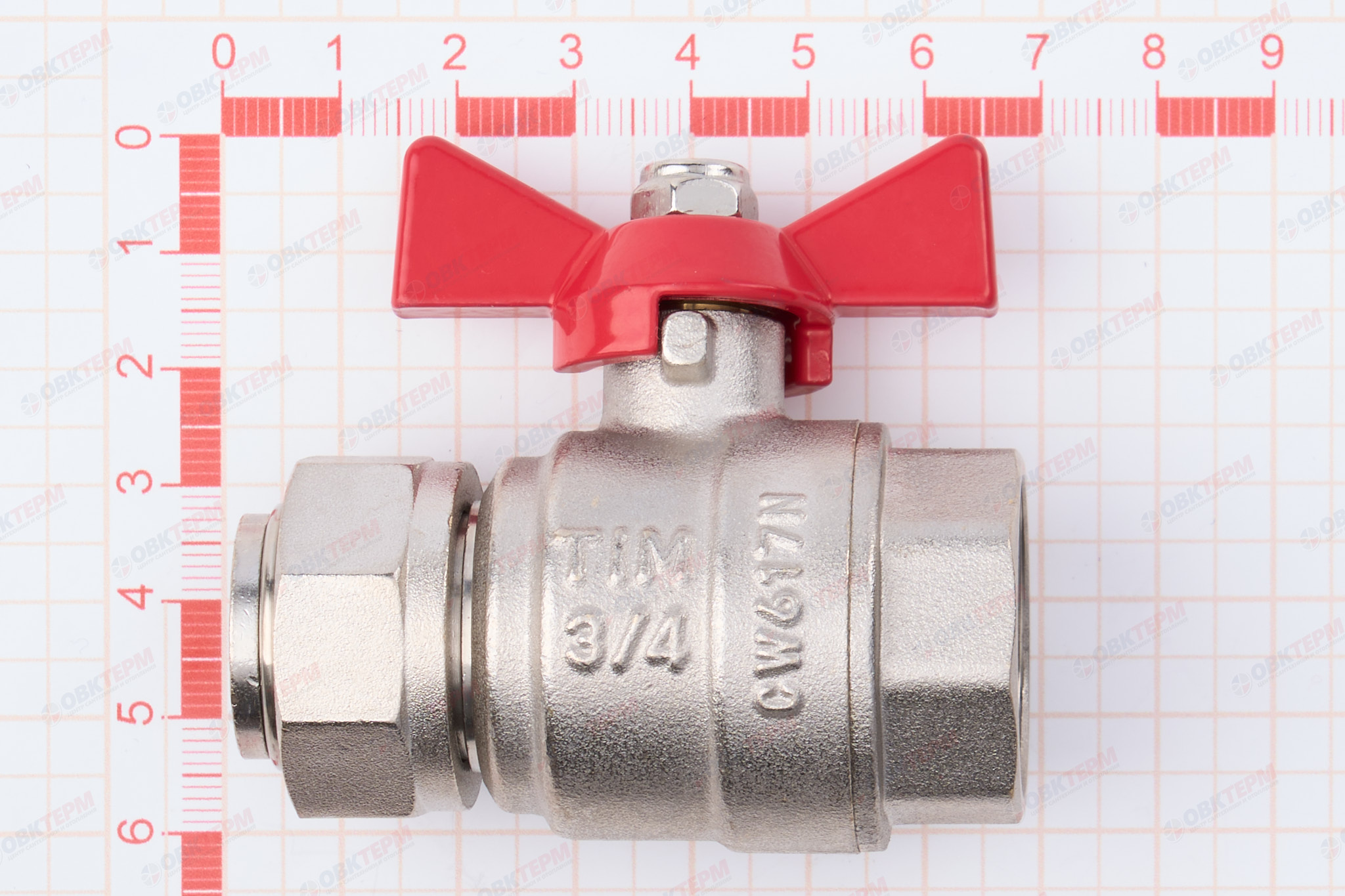 Кран шаровый с накидной гайкой    TIM      3/4"ВВ   прямой    (15/60) - миниатюра №6