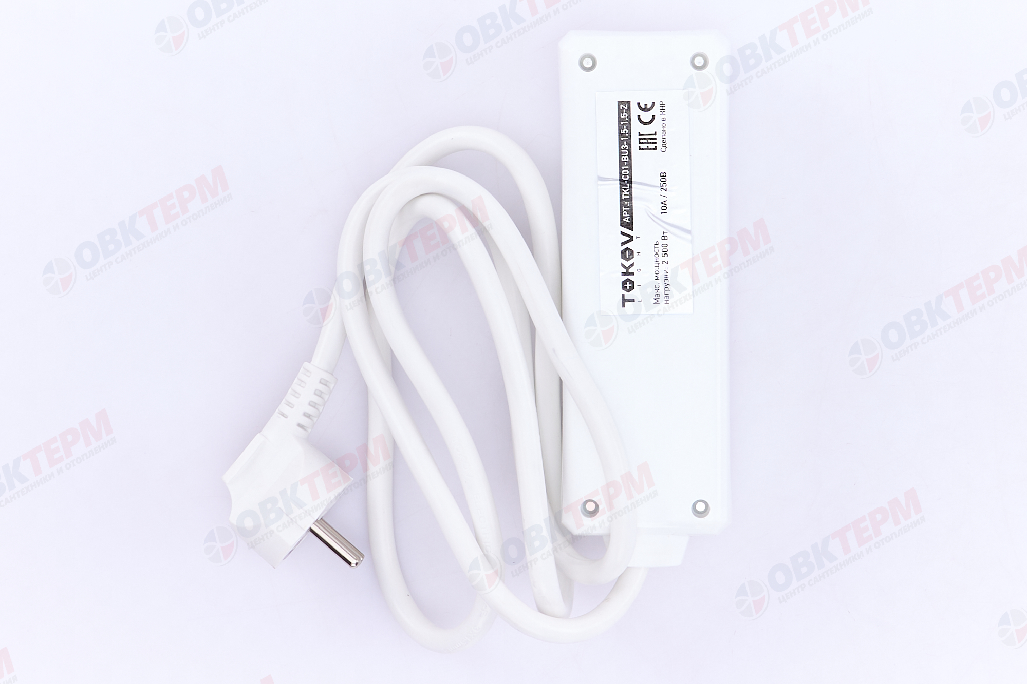 Удлинитель трёхместный 1,5м с/з, 3х1.5 10А, белый, TOKOV LIGHT - Изображение №4